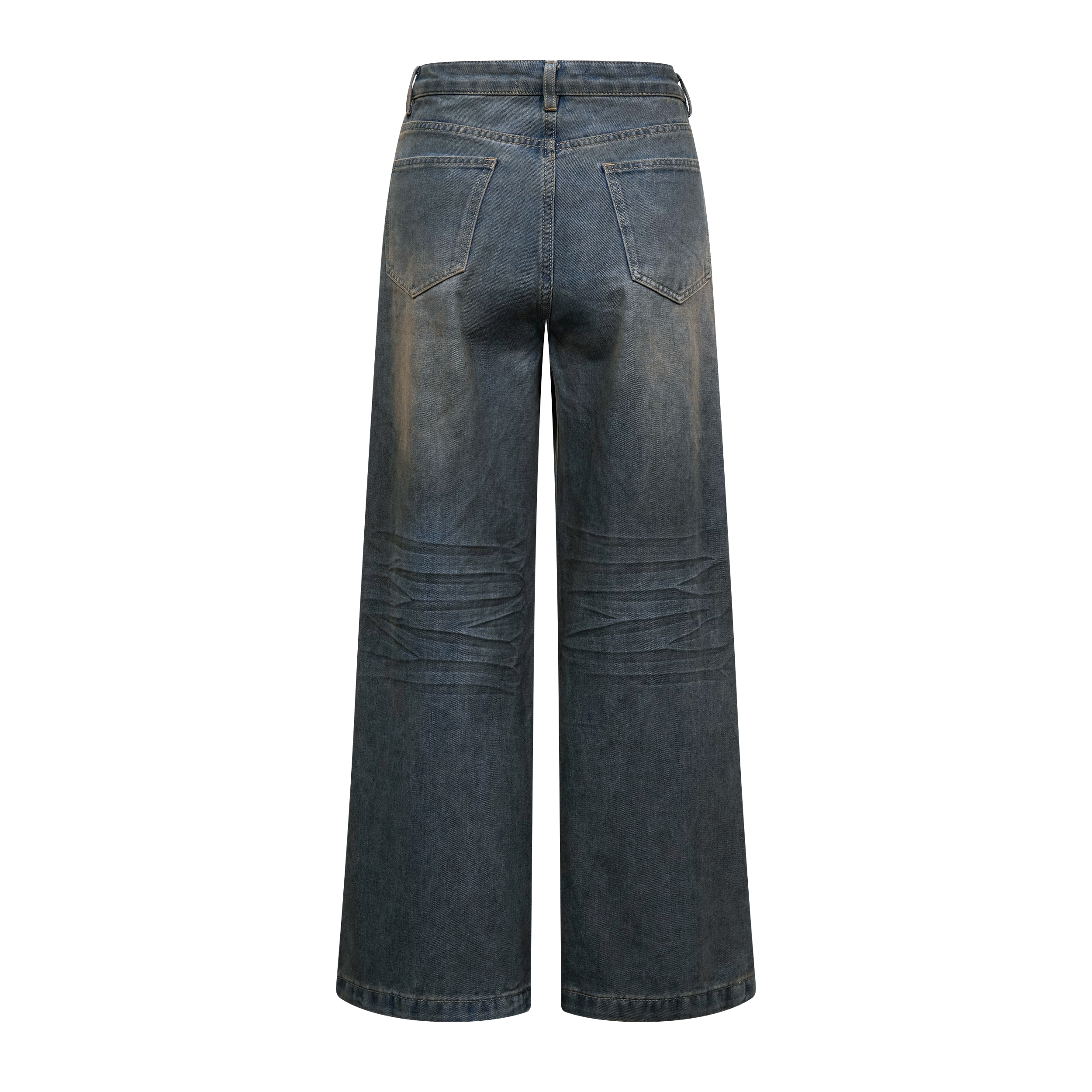 Focus Storm Washed Whiskered American Vintage Straight Leg Blue Jeans Slimming Loose Versatile Narrow Denim Pants R5025# zx - Focus Storm