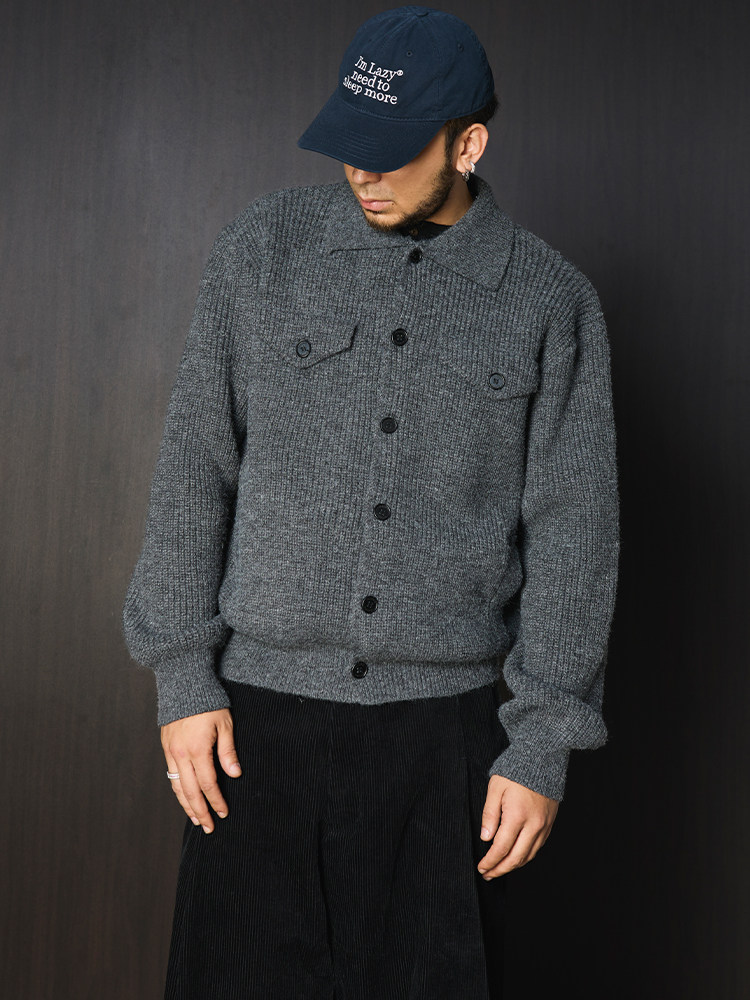 2026 Early Spring! Focus Storm Heavyweight Multi-pocket Lapel Versatile Casual Knitted Cardigan 60017# zx - Focus Storm