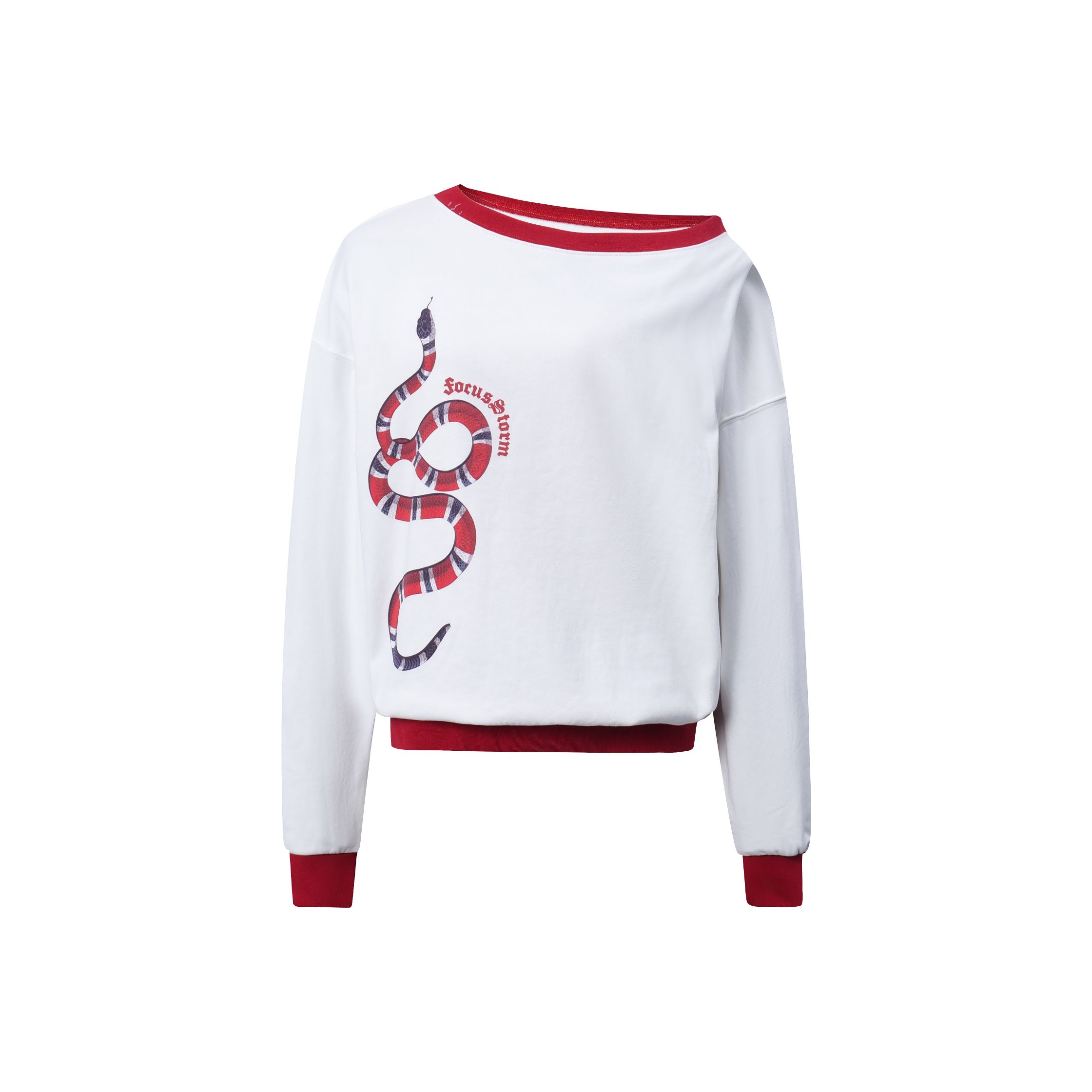 Focus Storm Original American Street Style Year of the Snake One-Shoulder Sweatshirt YS1-81093# zx - Focus Storm