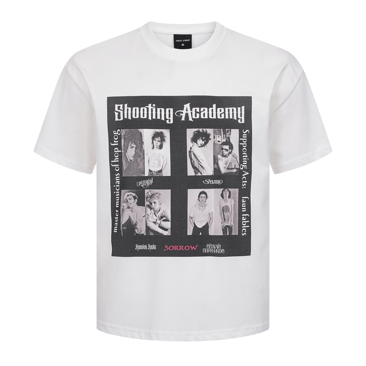 Focus Storm Retro Letter Portrait Print Unisex Loose Round Neck High Street Brand Versatile Top Short Sleeve T-shirt 97602# zx - Focus Storm