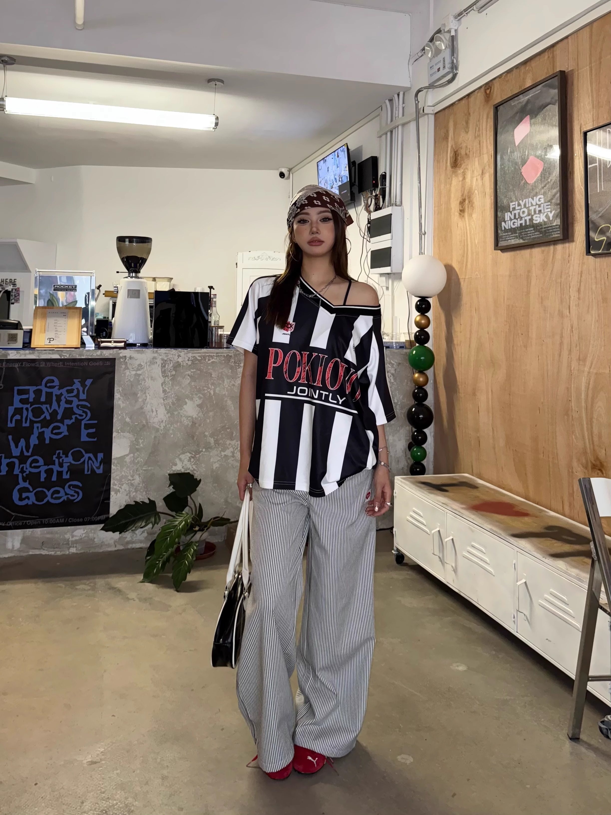 Early Spring 2026! Focus Storm American V-Neck Jersey Style Contrast Spliced Striped Loose Casual Short Sleeve T-Shirt R9160# zx - Focus Storm