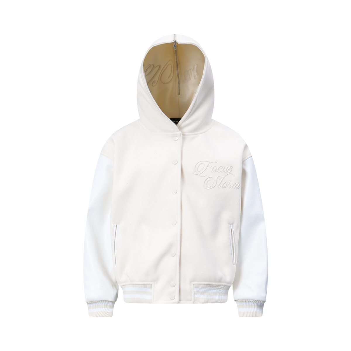 Focus Storm Vintage Letter Baseball Jacket - Streetwear Academy Style Casual Couple's Short Jacket 71082# zx - Focus Storm