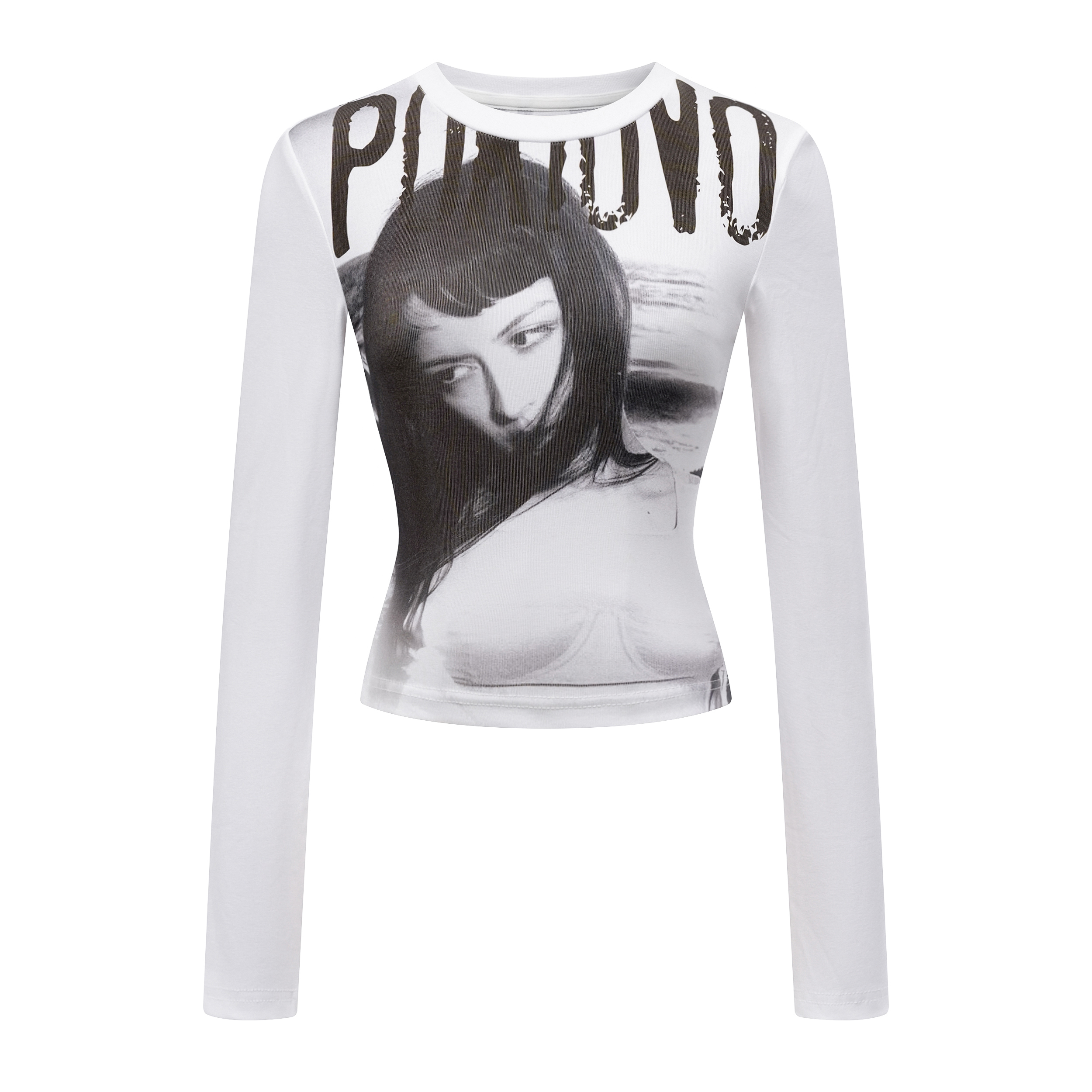 Focus Storm American Vintage Portrait Print Slim Fit Hot Girl Slimming Long Sleeve T-Shirt R9166# zx - Focus Storm