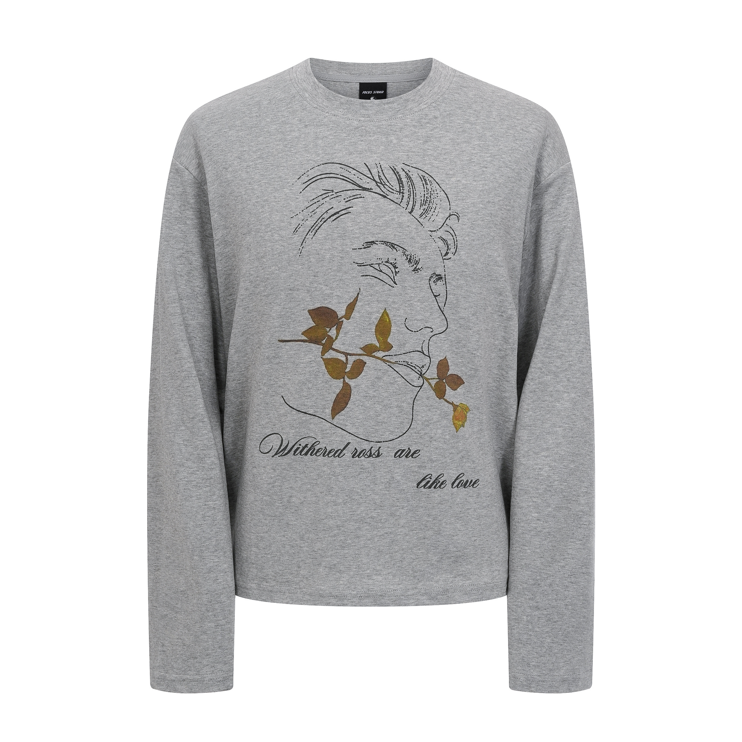 Focus StormKorean-style Vintage Graphic Loose Long Sleeve T-shirt 99998# zx - Focus Storm