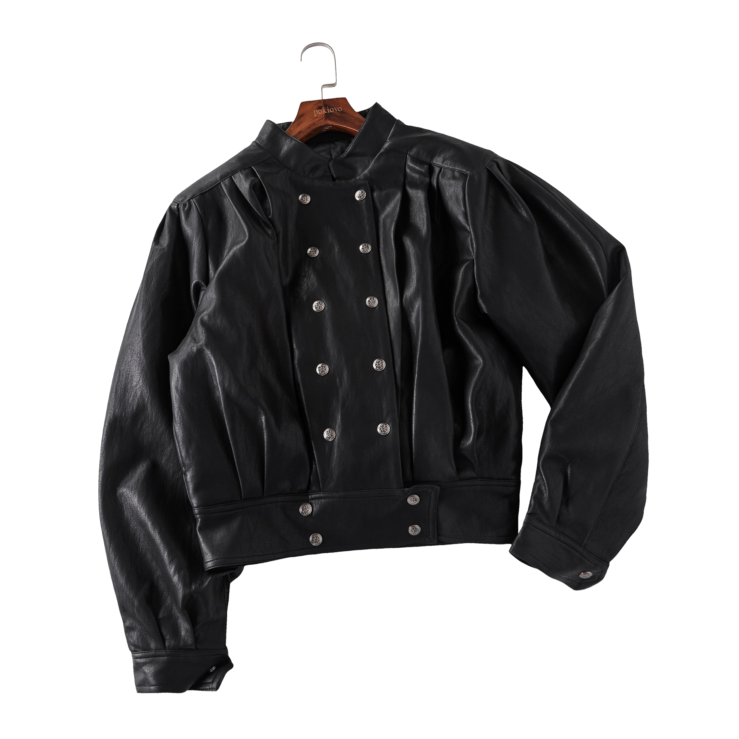 Focus Storm American Style PU Women's Winter Double-Breasted Vintage Quilted Leather Jacket Baseball Uniform Top R7070# zx - Focus Storm