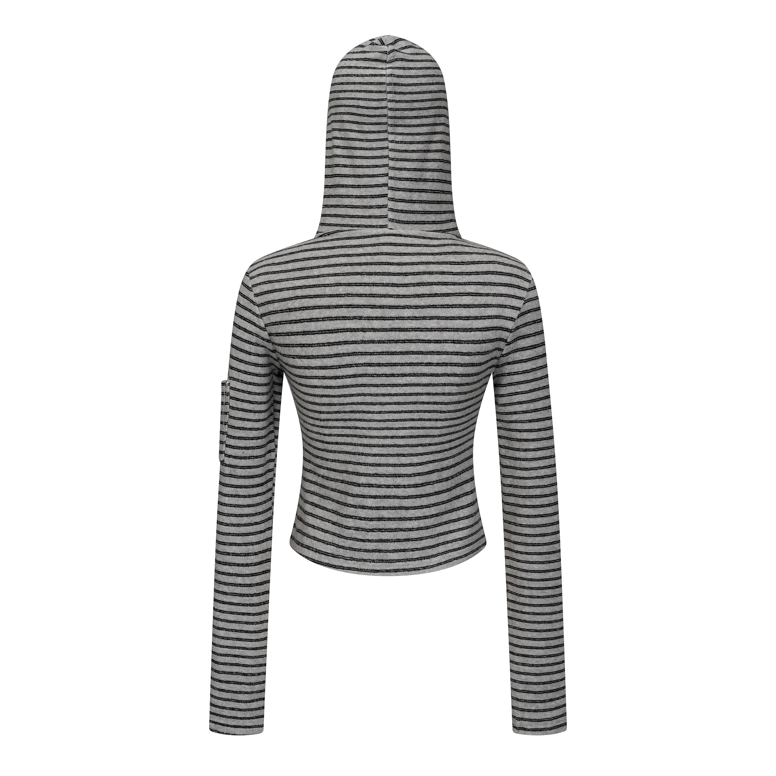 Focus Storm American Hot Girl Aesthetic Striped Hooded Cardigan Slimming Short Cropped Navel Top Jacket R8051# zx - Focus Storm