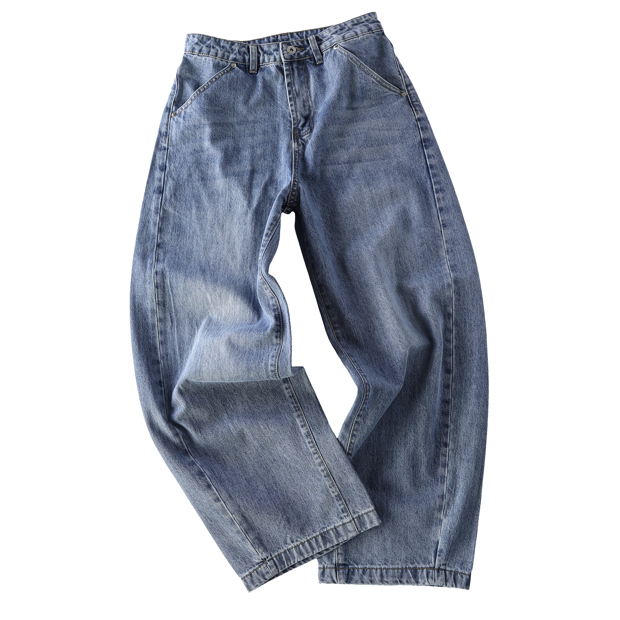 Early Spring 2026! Focus Storm Japanese Retro Distressed Straight Leg Loose Men's Casual Jeans 88035# zx - Focus Storm