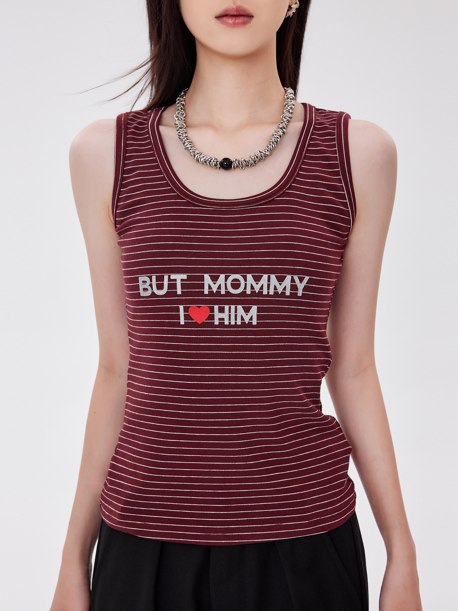 2026 Focus Storm Striped Women's Summer Thin Camisole Sleeveless American Retro Round Neck Tank Top R9056# zx - Focus Storm