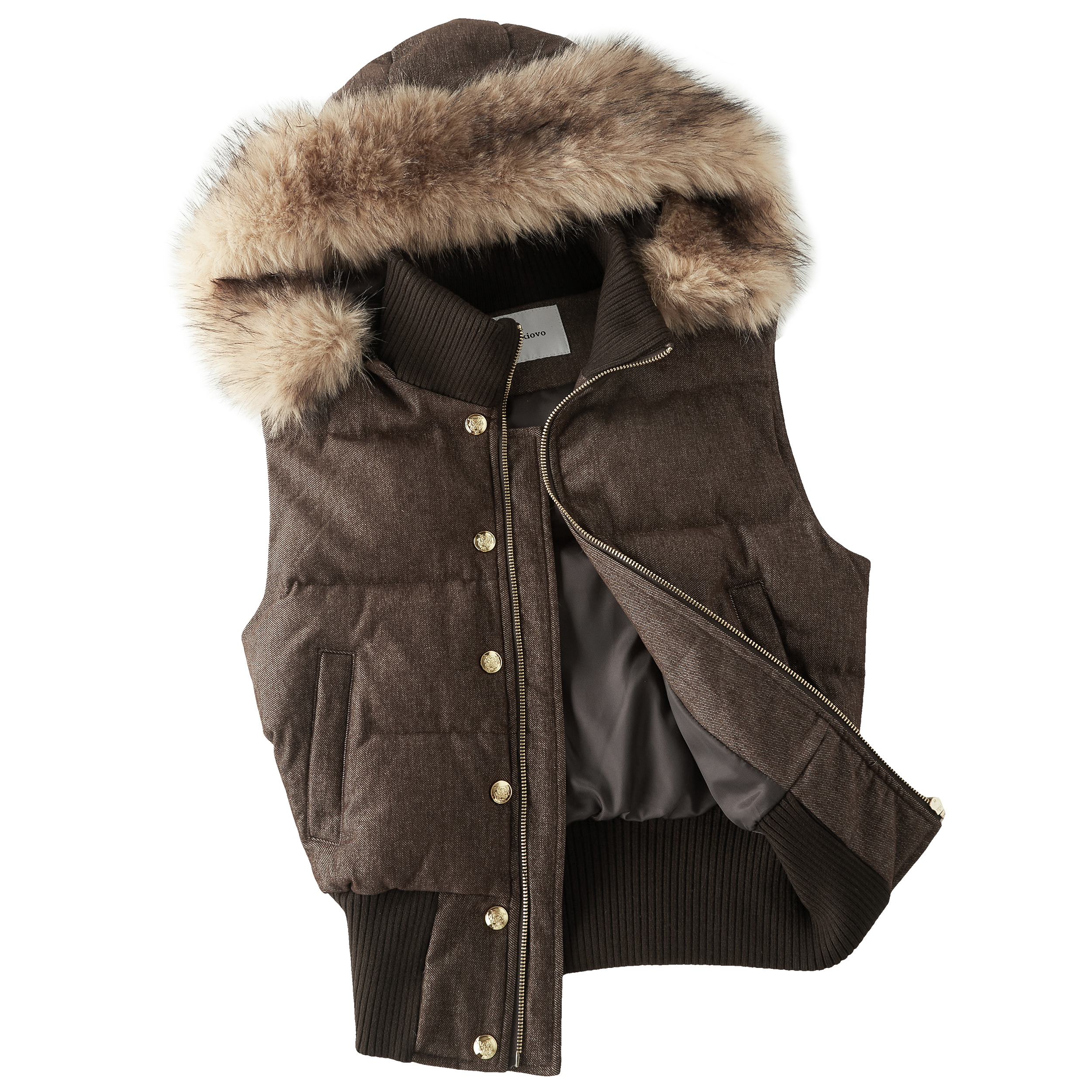 Focus Storm American Design Fur Collar Padded Winter Casual Versatile Warm Vest (with Detachable Faux Fur) R7088# zx - Focus Storm