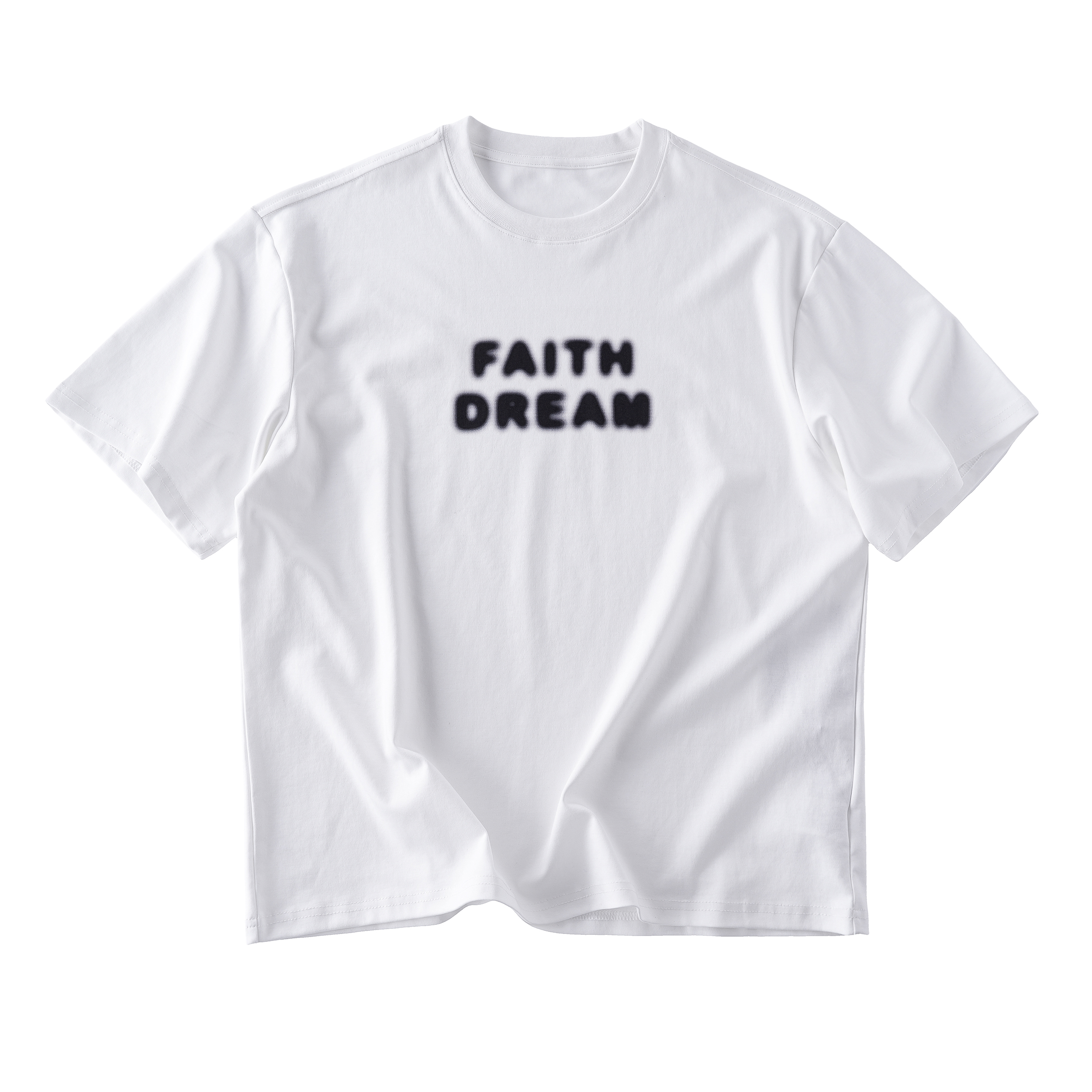 Summer 26 New! [FOCUS STORM] American Streetwear Retro Blurred Letter Print Unisex Loose Casual Short Sleeve T-Shirt 88066# zx - Focus Storm