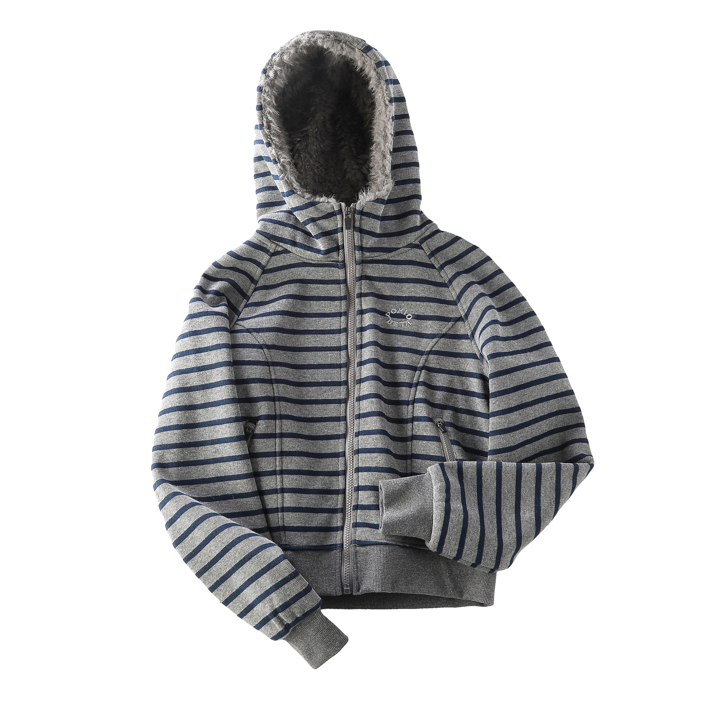 Focus StormStriped Hooded Fleece-Lined Loose Casual Sweatshirt Jacket R8055# zx - Focus Storm