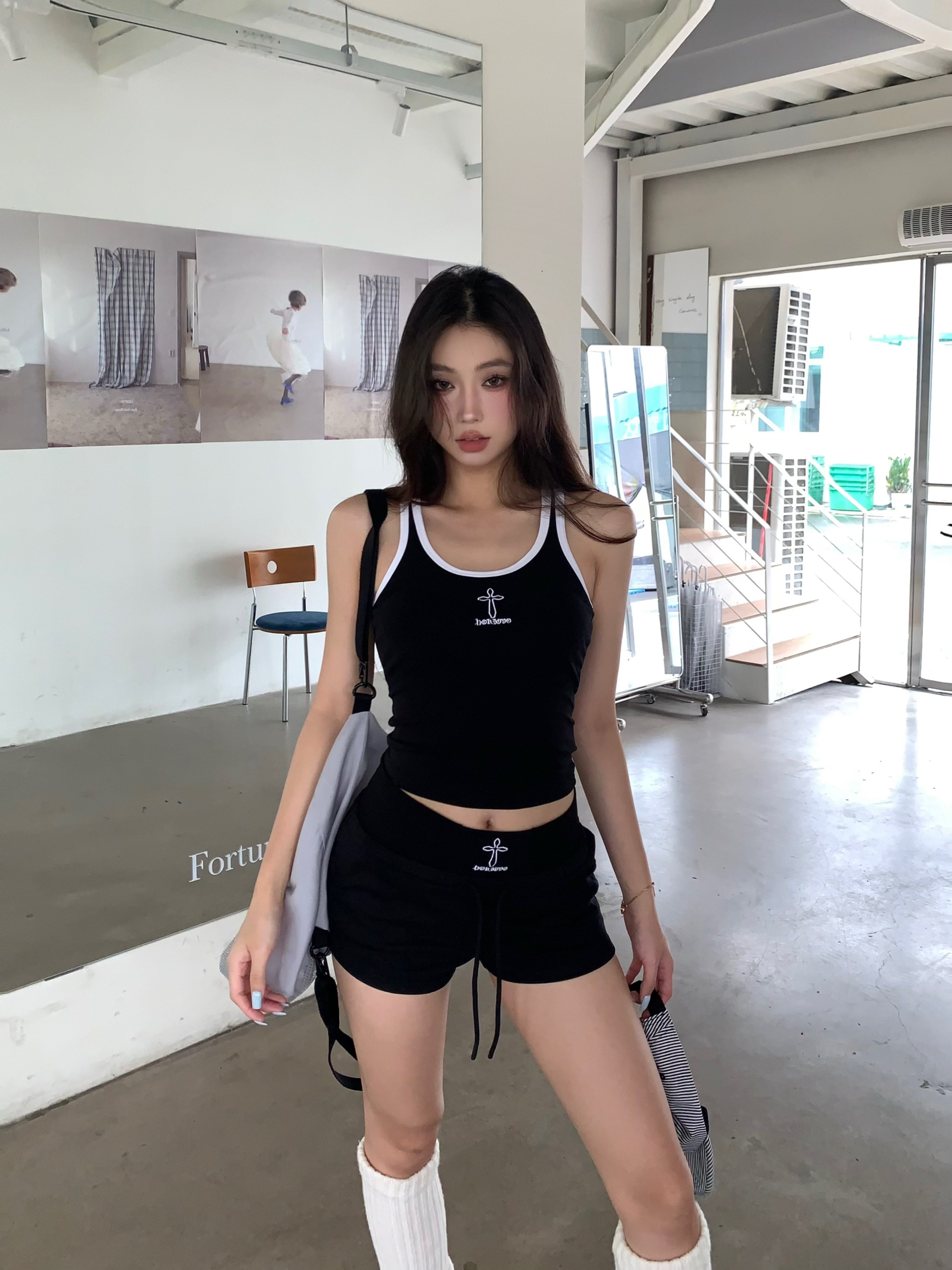 Early Spring 2026! Focus Storm American Retro Spicy Girl Cross Minimalist Versatile Fitness Tank Top R9135# zx - Focus Storm