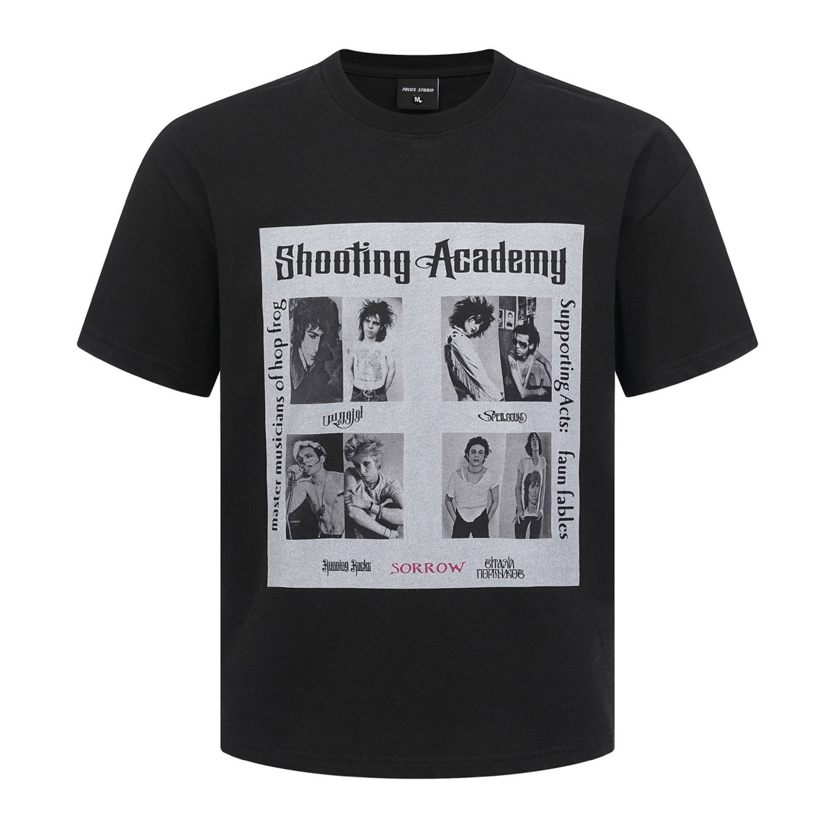 Focus Storm Retro Letter Portrait Print Unisex Loose Round Neck High Street Brand Versatile Top Short Sleeve T-shirt 97602# zx - Focus Storm