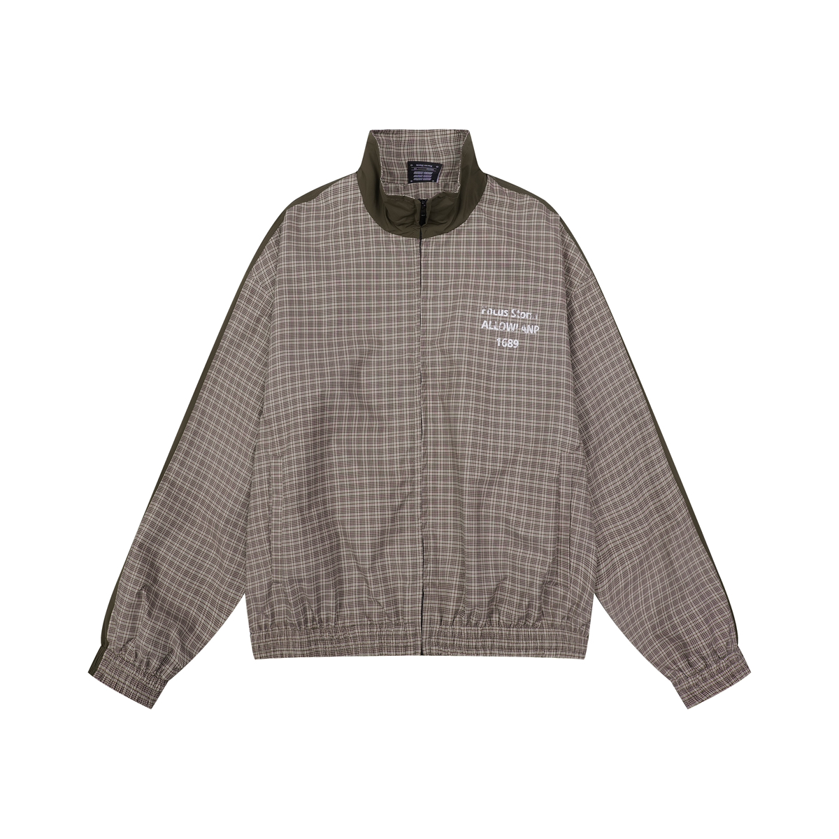 Focus Storm Letter Printed Plaid Patchwork Niche Design Couple's Short Jacket 71066# zx - Focus Storm