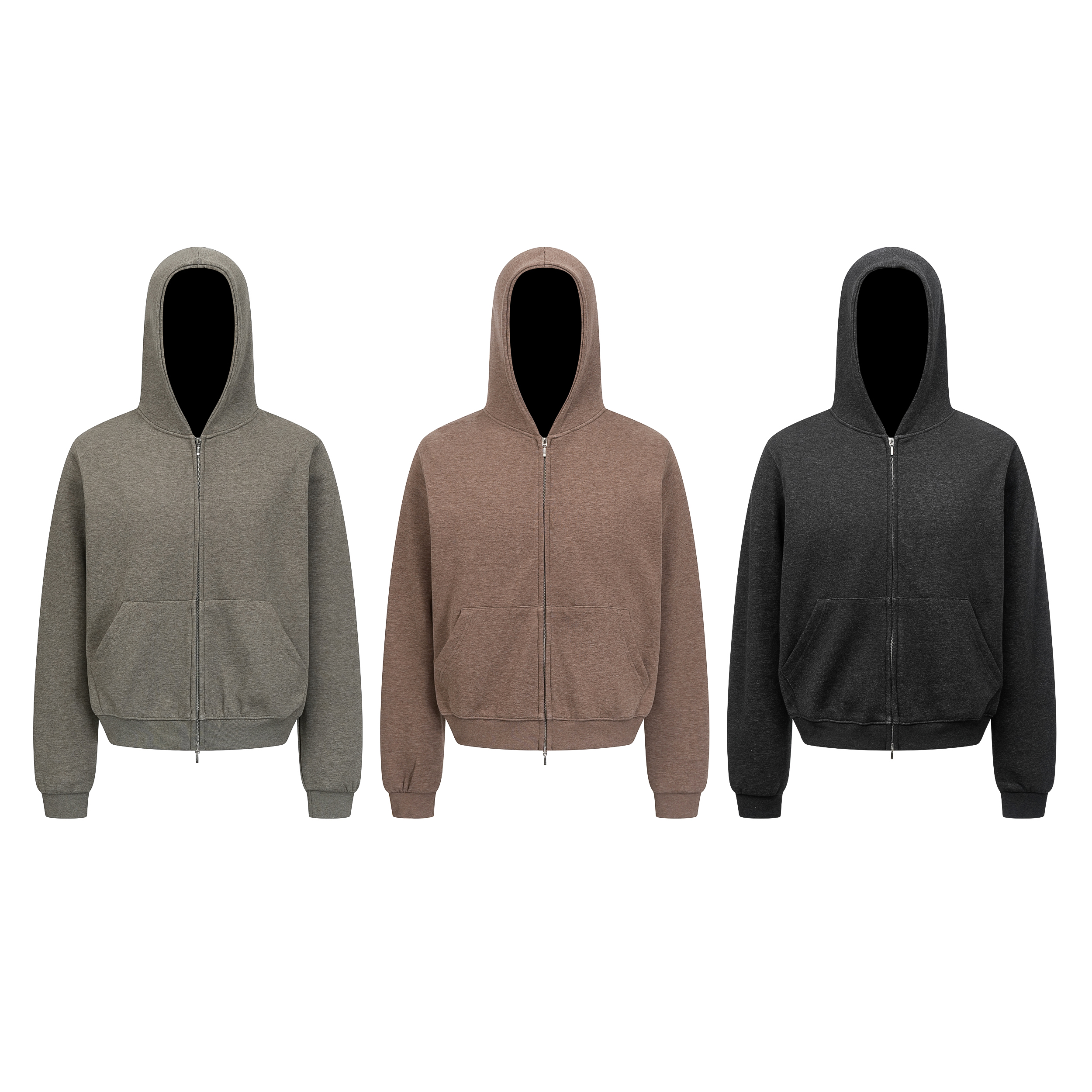 Focus StormAmerican Vintage Solid Color Hooded Cleanfit Casual Basic Zip-up Unisex Hoodie Jacket 89999X# zx - Focus Storm