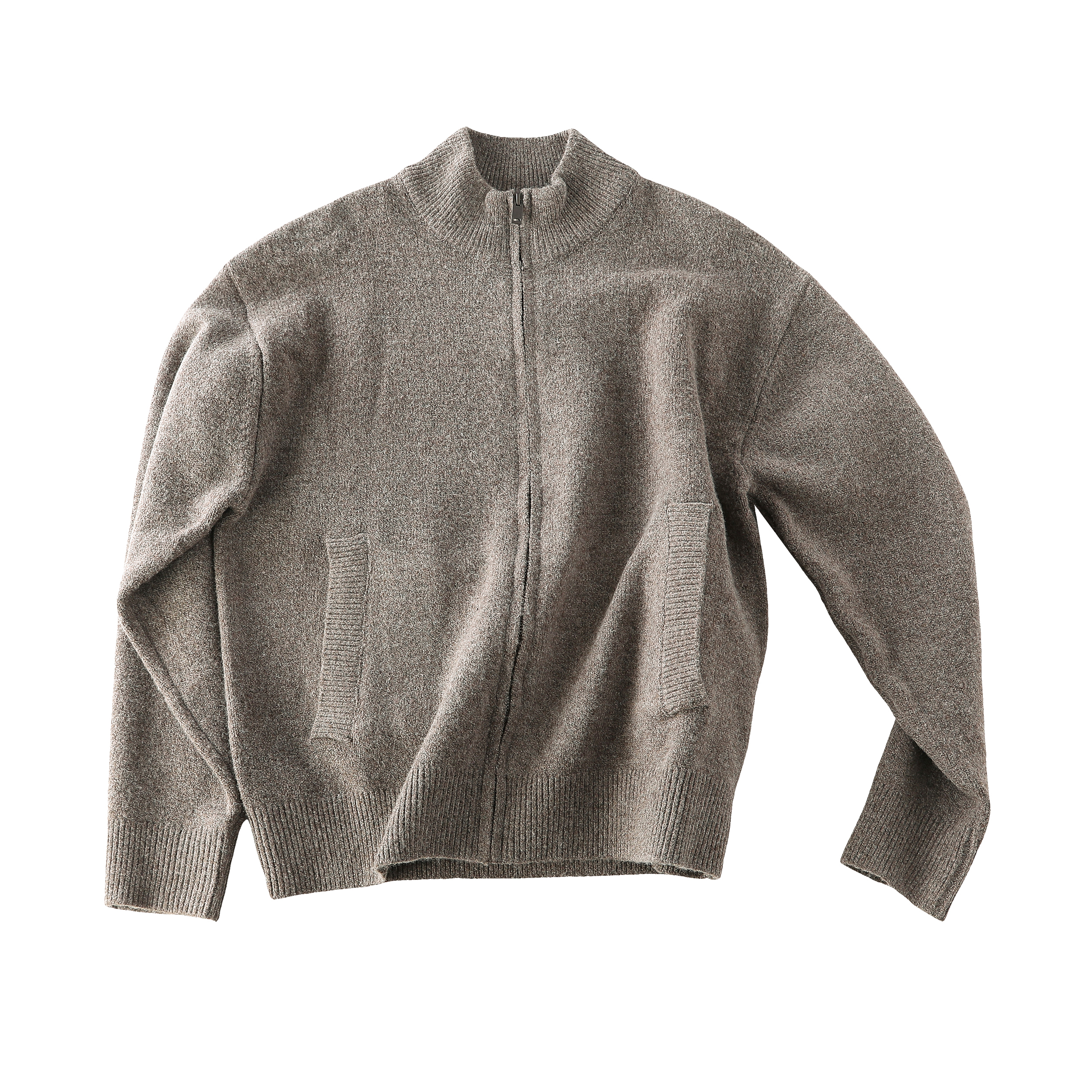 Focus Storm Vintage Old Money Style Solid Color Zip-Up Sweater Men's Autumn Loose Couple Jacket Knit Cardigan 63001X# zx - Focus Storm