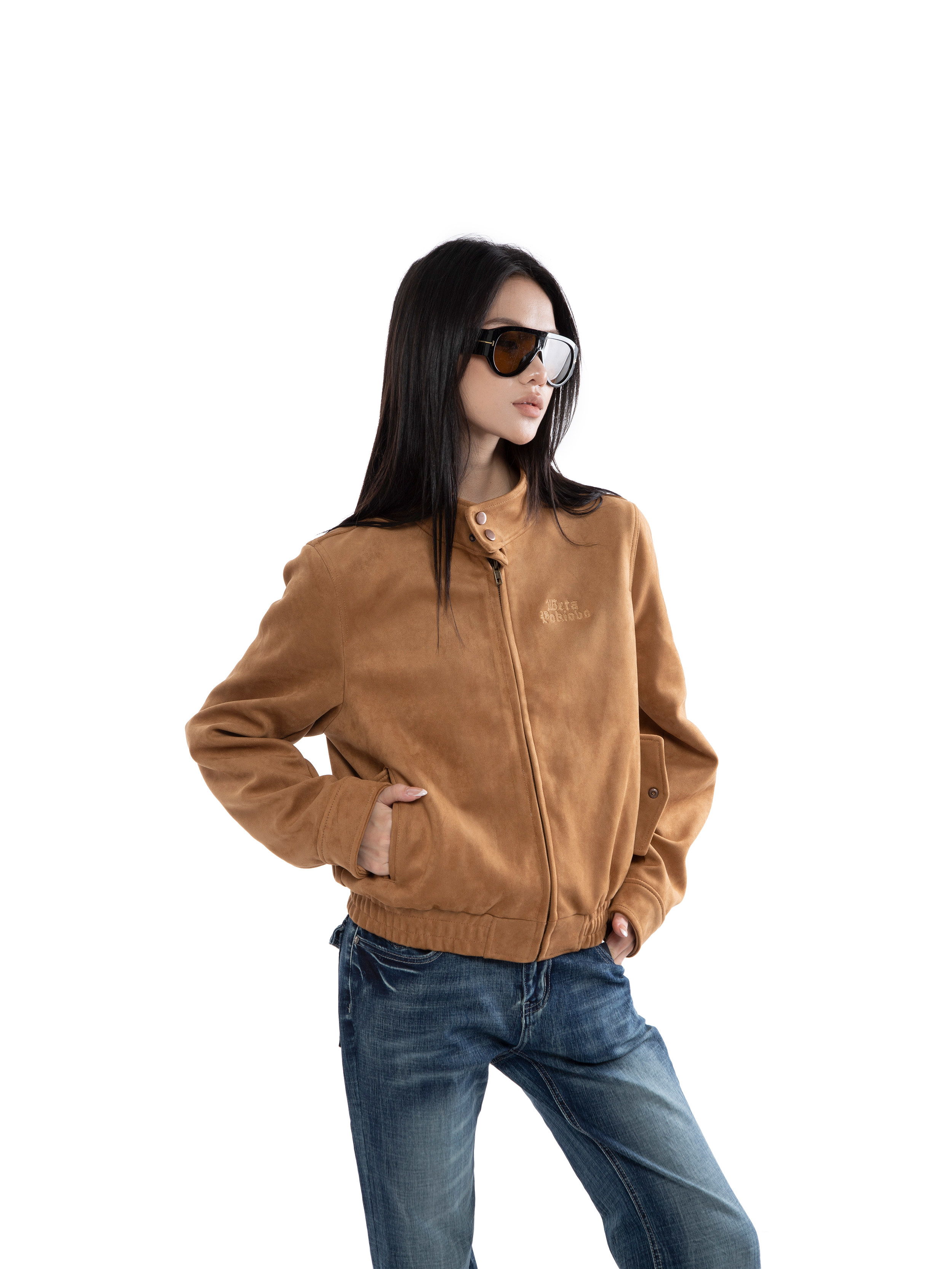 2026 Early Spring! Focus Storm Vintage Maillard Suede Stand Collar Versatile Slimming Casual Short Jacket R7023X# - Focus Storm
