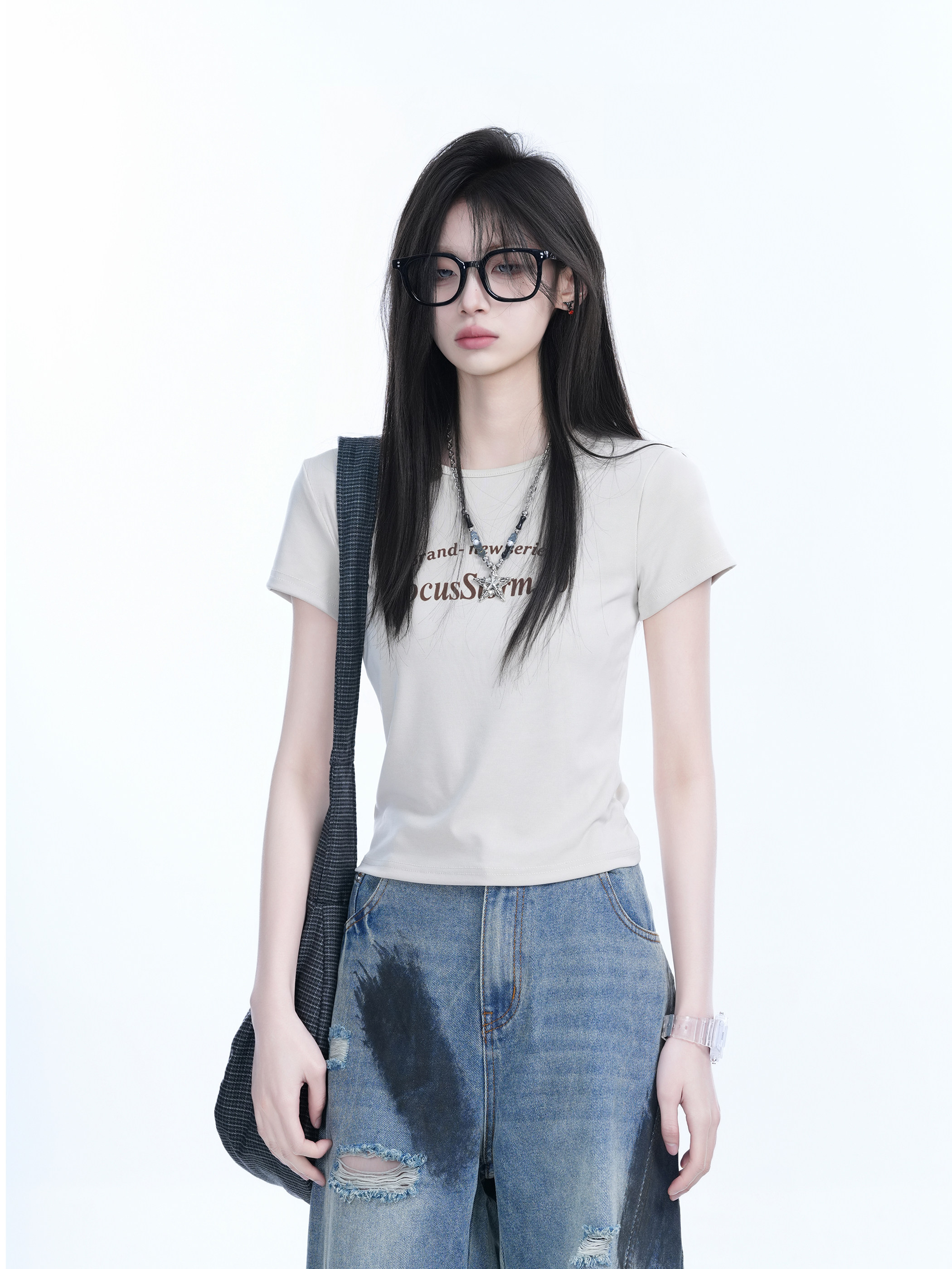 2026 Focus Storm American Vintage Slim-Fit Graphic T-Shirt for Women 91056# zx - Focus Storm