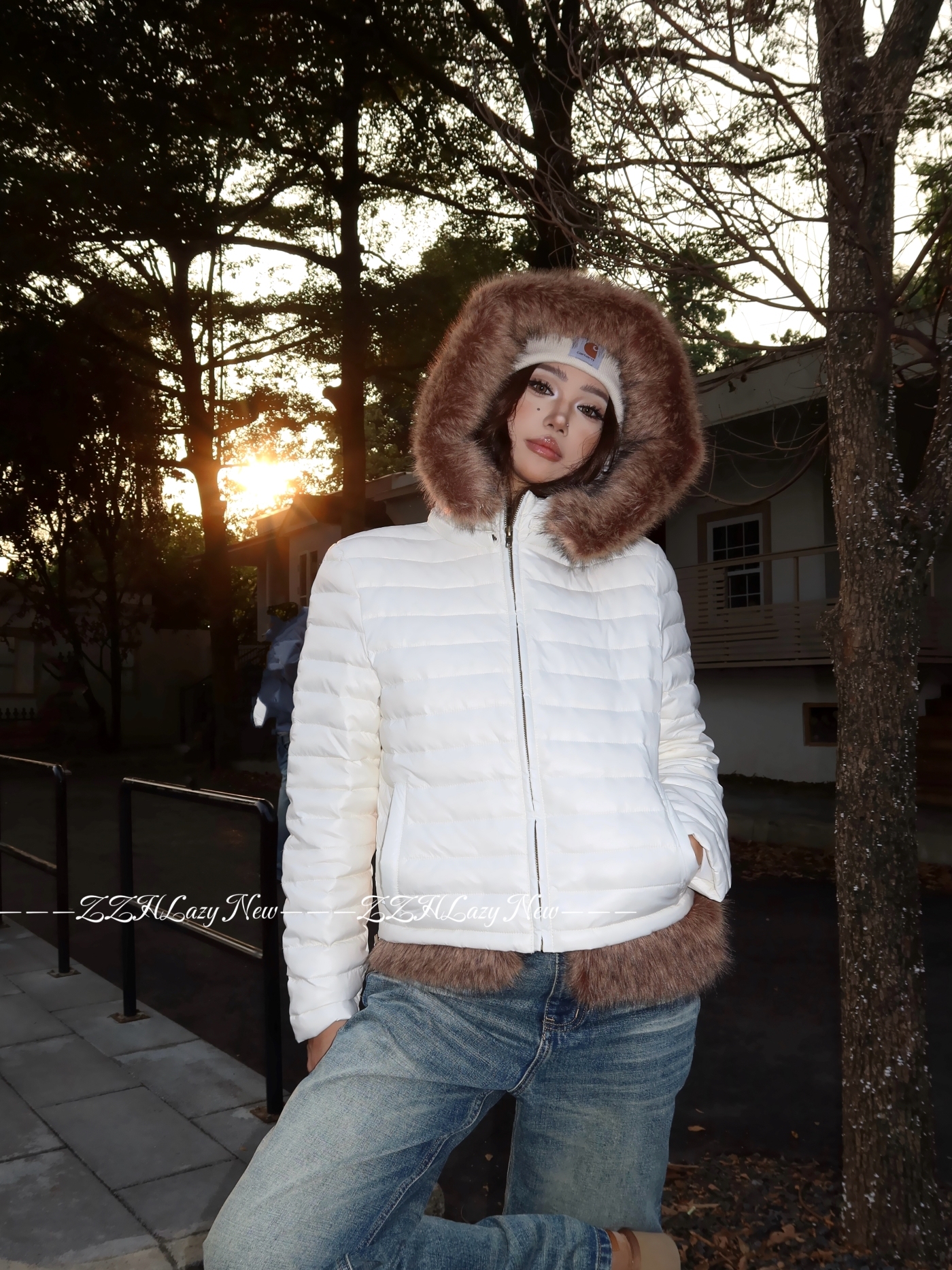 Focus Storm Hooded Rib-Quilted Women's Winter Lightweight Versatile Warm Padded Jacket (with Detachable Faux Fur) R7101# zx - Focus Storm