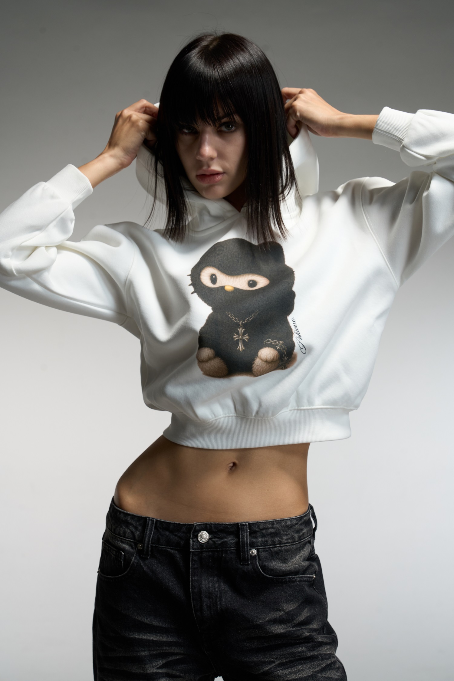 Focus Storm American Print Hooded Short Loose Casual Versatile Sweatshirt R8010# zx - Focus Storm