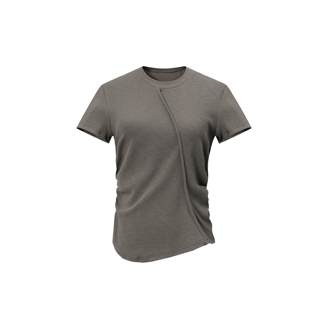 Focus Storm American Vintage Solid Color Structured Shoulder Summer New Slimming Niche Casual Top Short Sleeve T-Shirt 91050# zx - Focus Storm