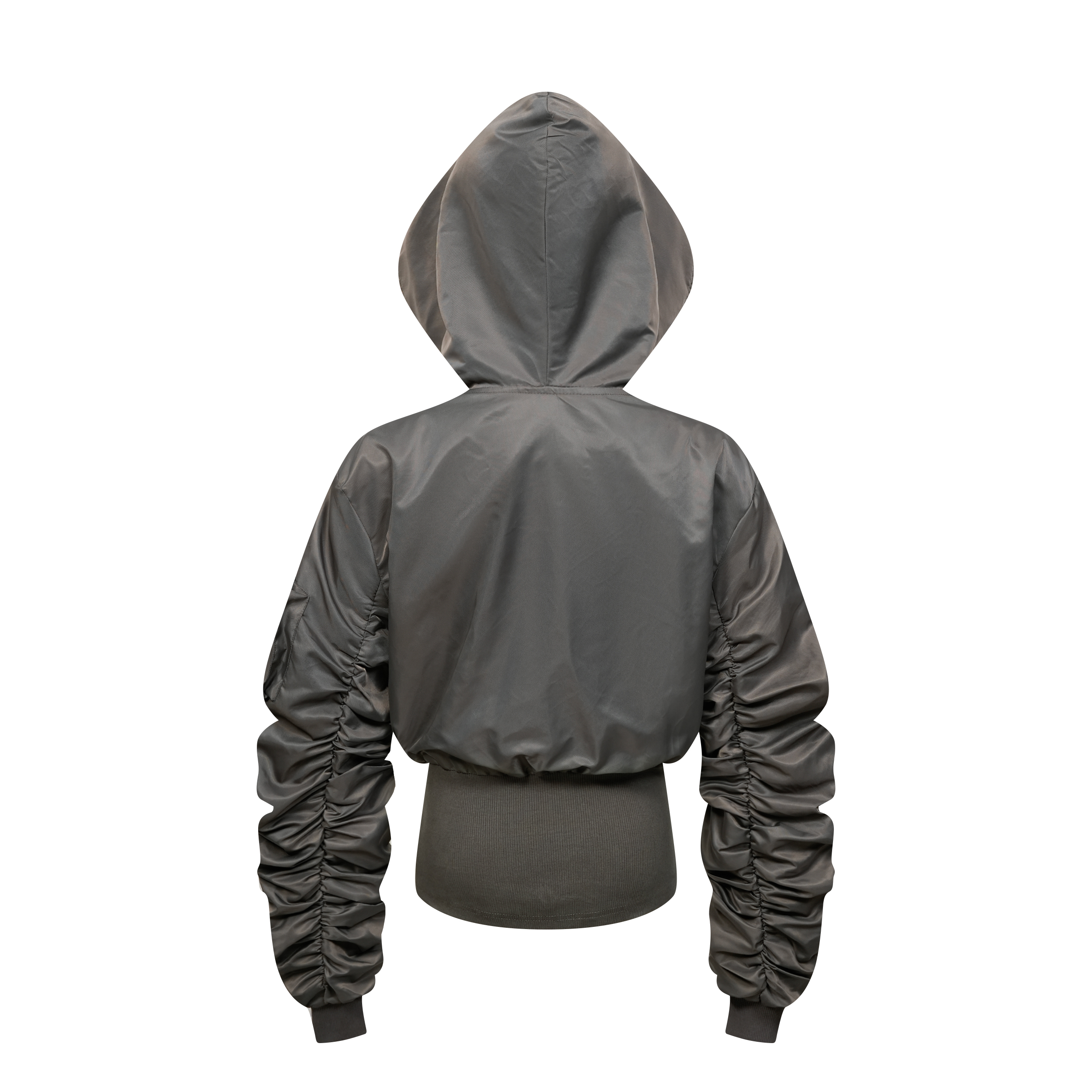 Focus Storm American Gothic Style Ruched Long Sleeve Hooded Casual Short Jacket R7011# zx - Focus Storm