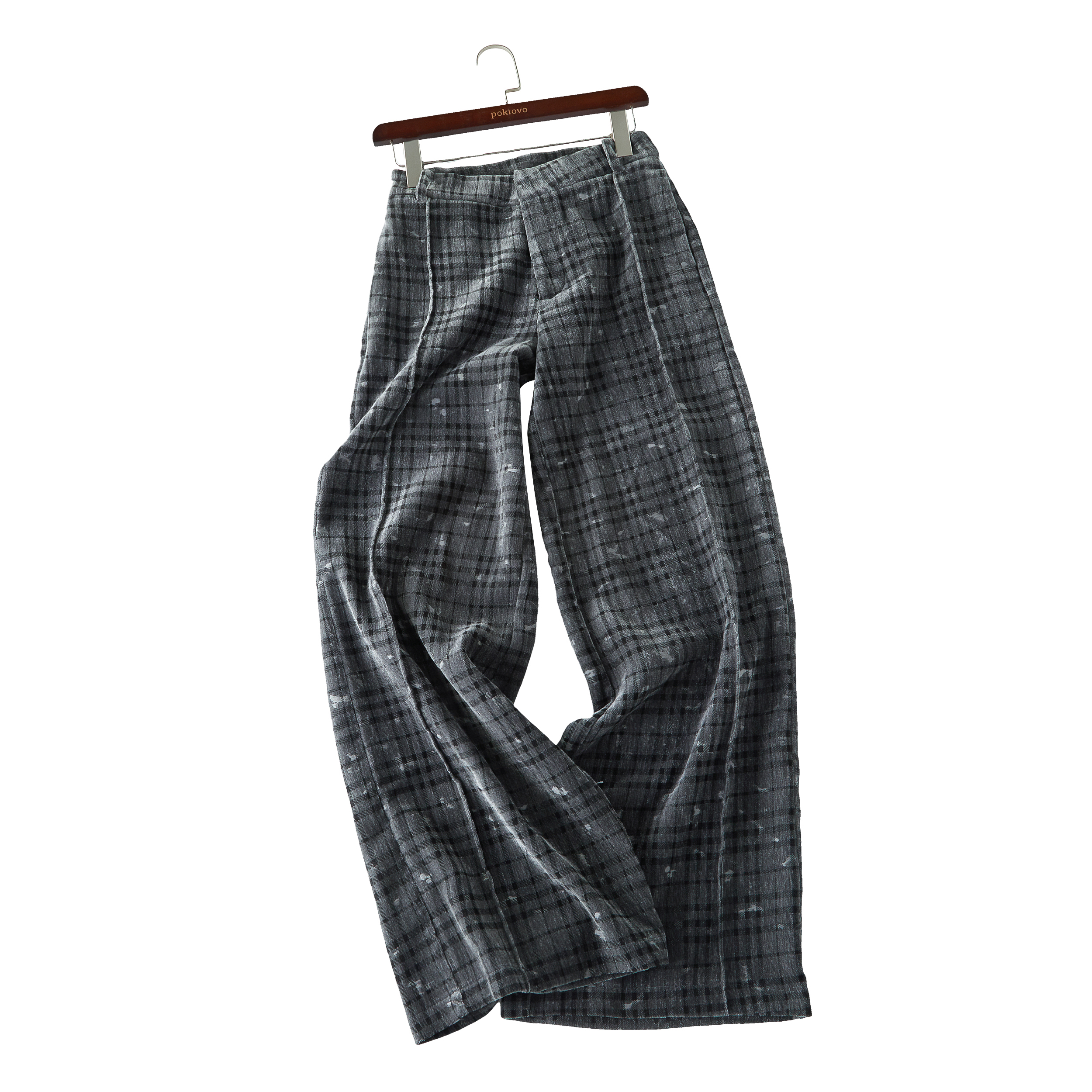 Focus Storm American Retro Plaid Casual Pants Unisex 2025 Autumn/Winter New Wide-Leg Trousers Straight Pants R5032# zx - Focus Storm