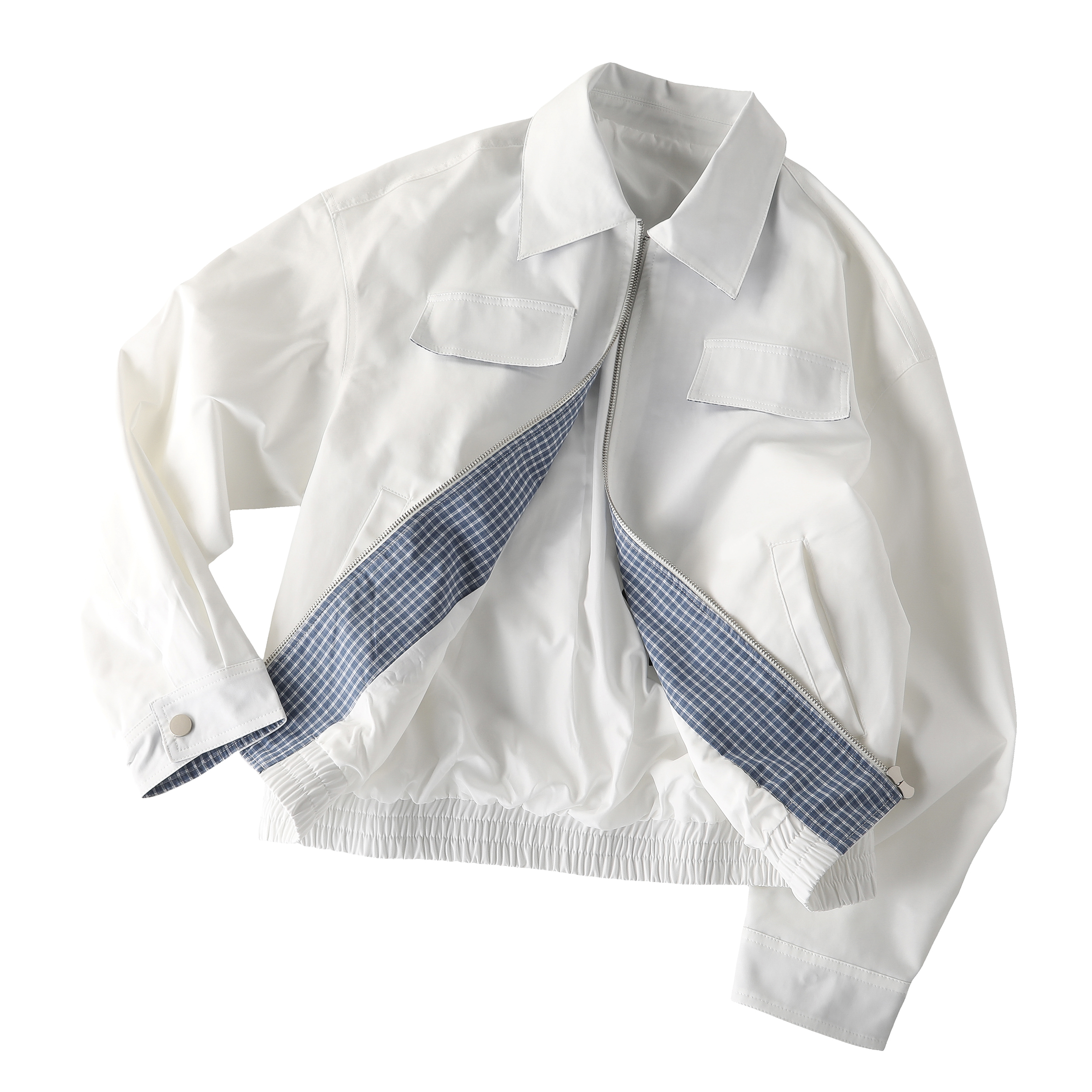 Early Spring 2026! Focus Storm Spring New Plaid Turn-Down Collar Jacket Men's Trend Fashion Casual Versatile Short Jacket 88028# zx - Focus Storm