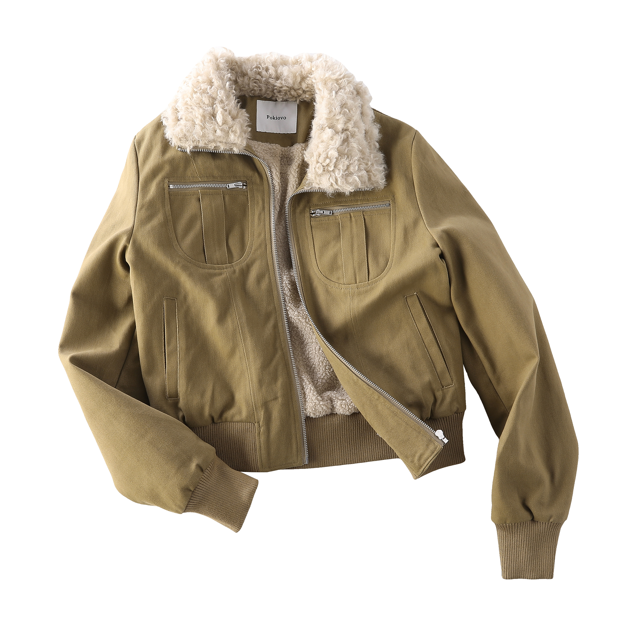 Focus Storm American Vintage Faux Lamb Wool Collar Padded Women's Winter Jacket - Slimming, Warm, Regular Shoulder Fit - R7029# zx - Focus Storm