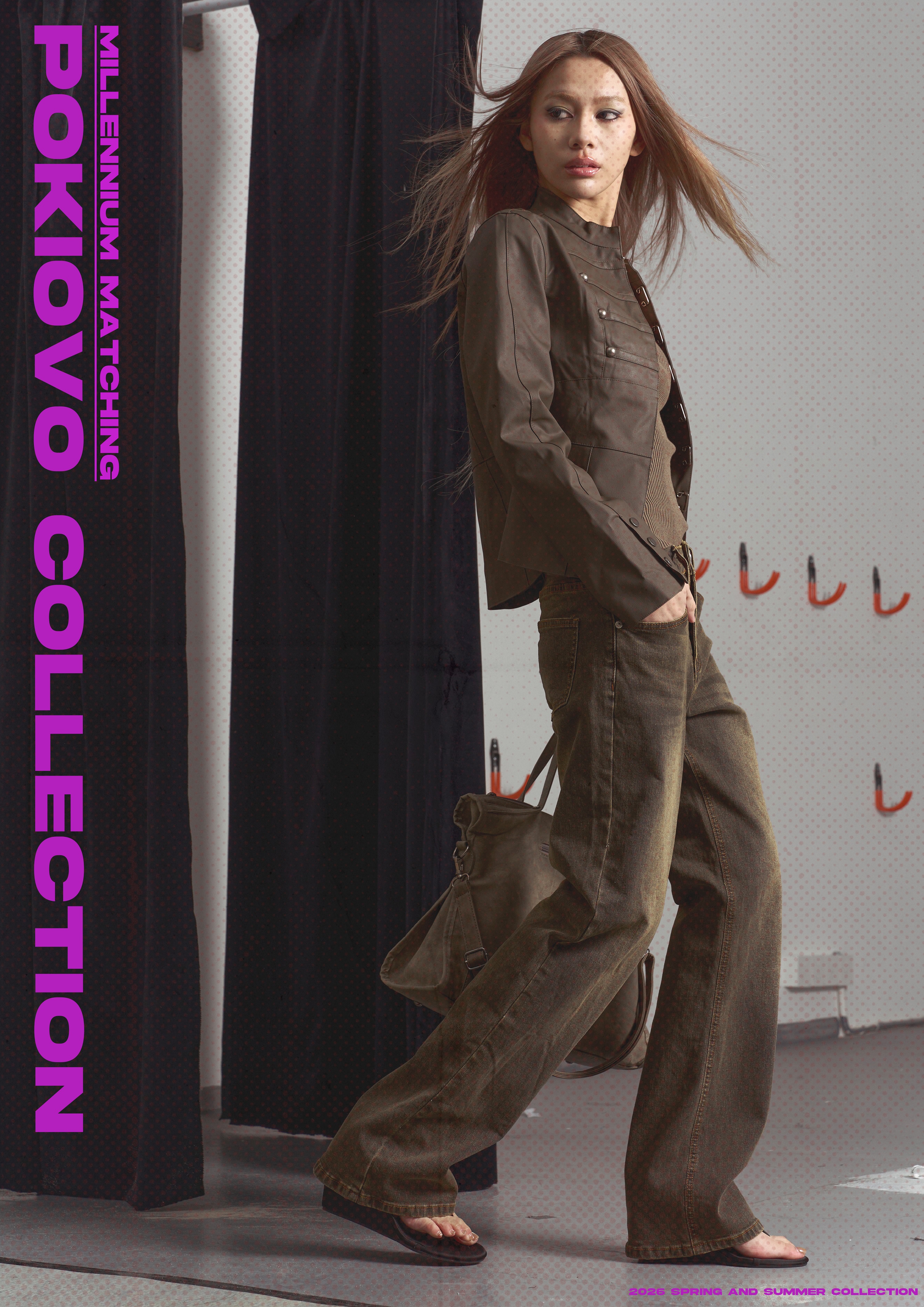 Early Spring 2026! Focus Storm New Vintage Metal Rib-Button Design PU Leather Waist-Defining Jacket R7118# zx - Focus Storm