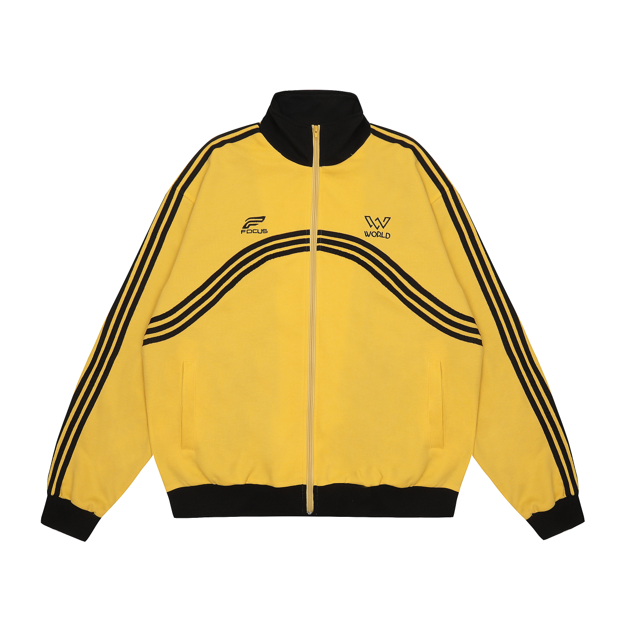 Focus Storm American Retro Striped Patchwork Stand Collar Long Sleeve Jacket Spring/Autumn Unisex Loose Sporty Cardigan Hoodie Coat 75200# zx - Focus Storm