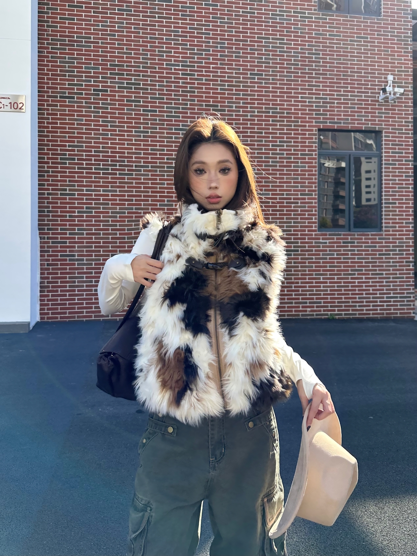 Focus Storm American Vintage Reversible Faux Fur Vest Layering Winter Short Sleeveless Padded Jacket for Women R7081# zx - Focus Storm