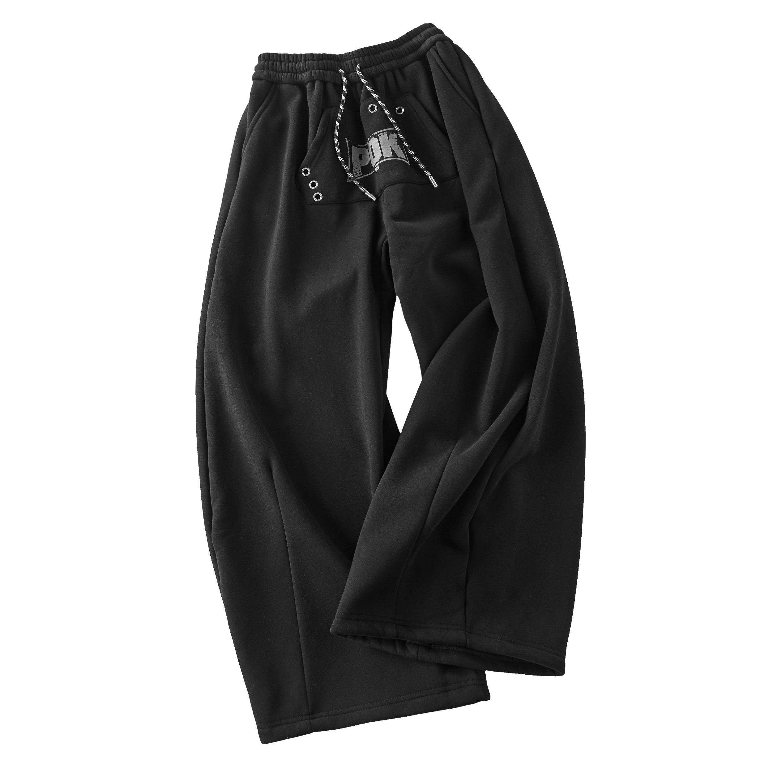 Focus Storm American Letter Print 2025 Winter New Thick Fleece Sweatpants Women's Lazy Style Wide-Leg Casual Floor-Length Trousers R5023# zx - Focus Storm