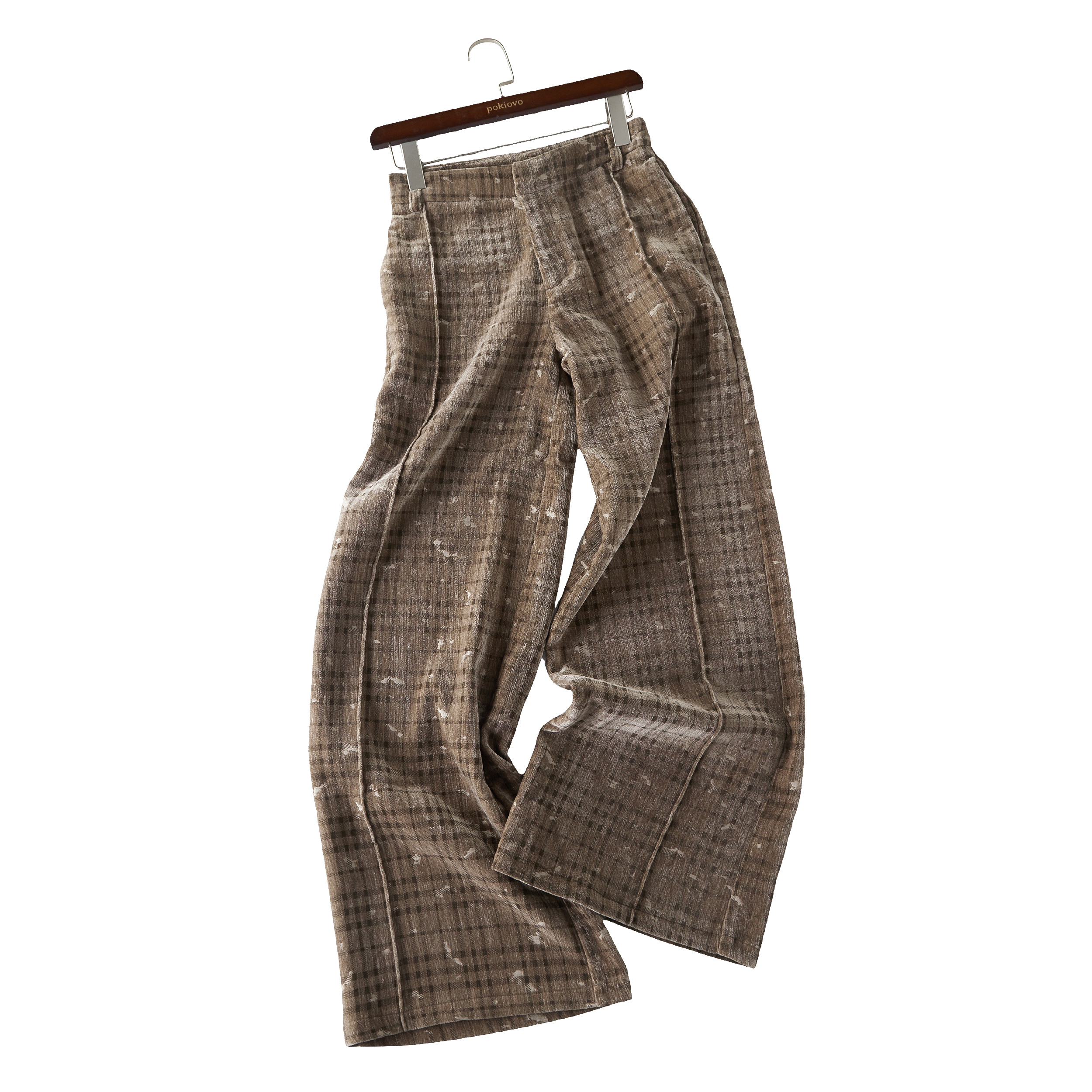 Focus Storm American Retro Plaid Casual Pants Unisex 2025 Autumn/Winter New Wide-Leg Trousers Straight Pants R5032# zx - Focus Storm