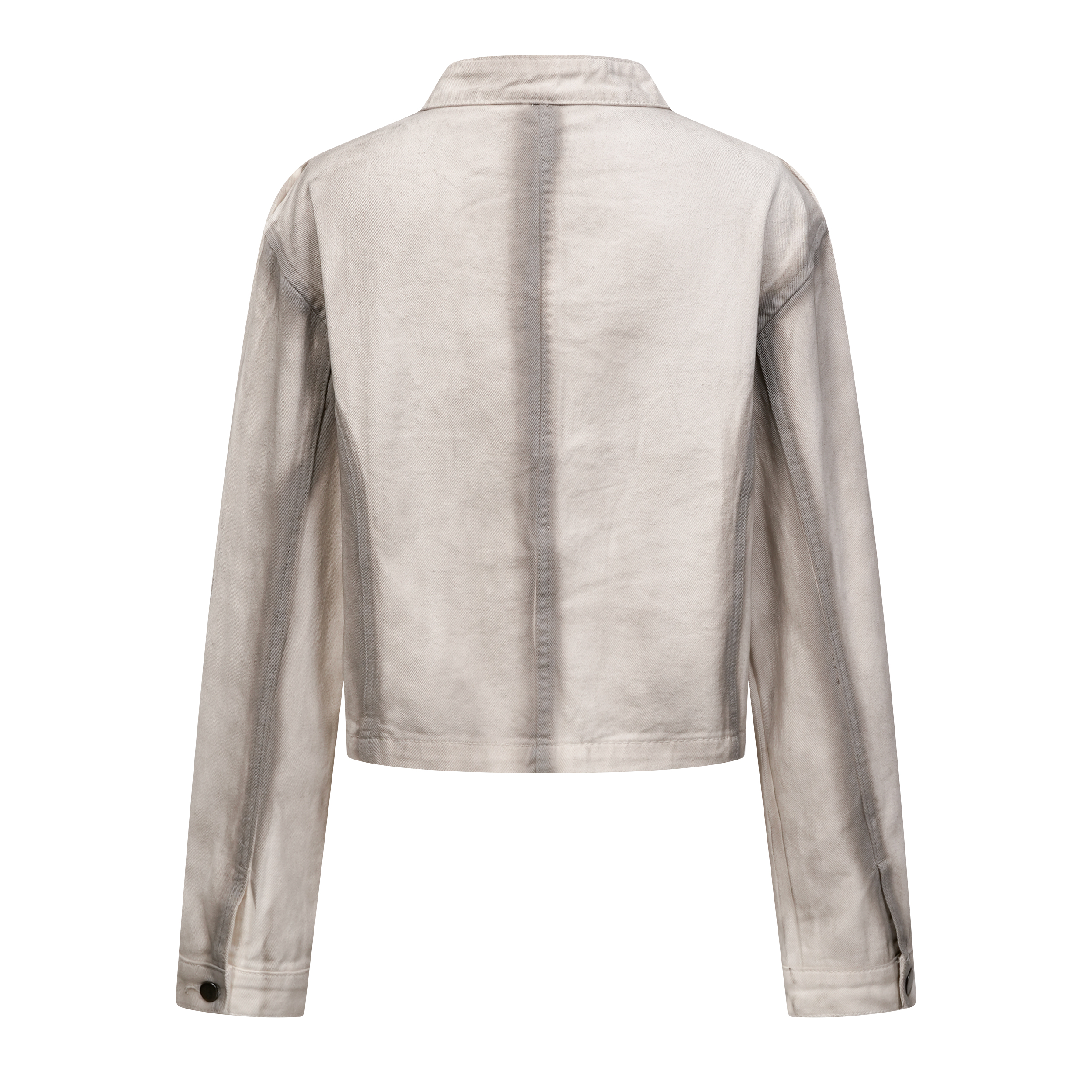 Focus Storm American Retro Washed Distressed Grey Denim Jacket R7018# zx - Focus Storm