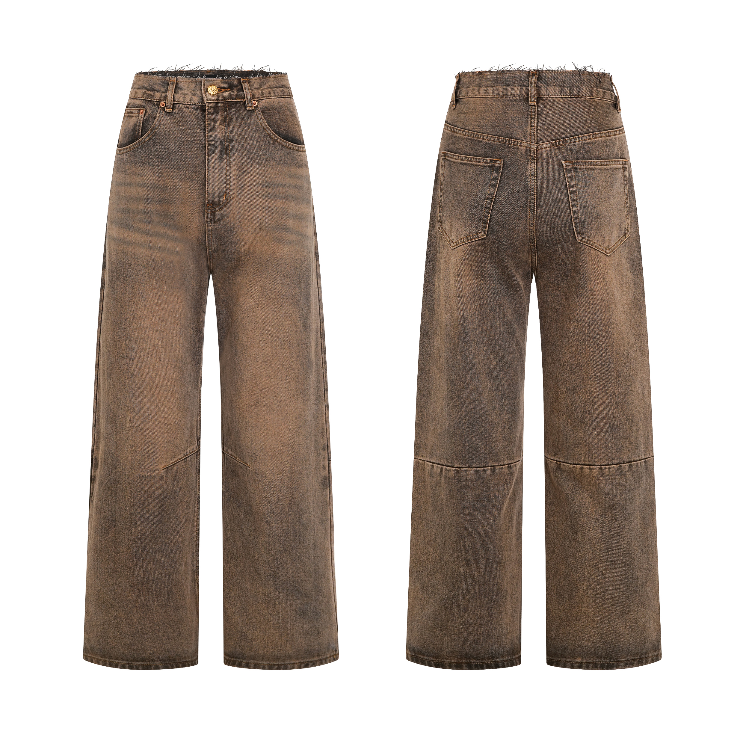 Spring 2026! Focus Storm Retro Washed Loose Straight-Leg Korean Style Versatile Commuter Jeans 59001X# zx - Focus Storm