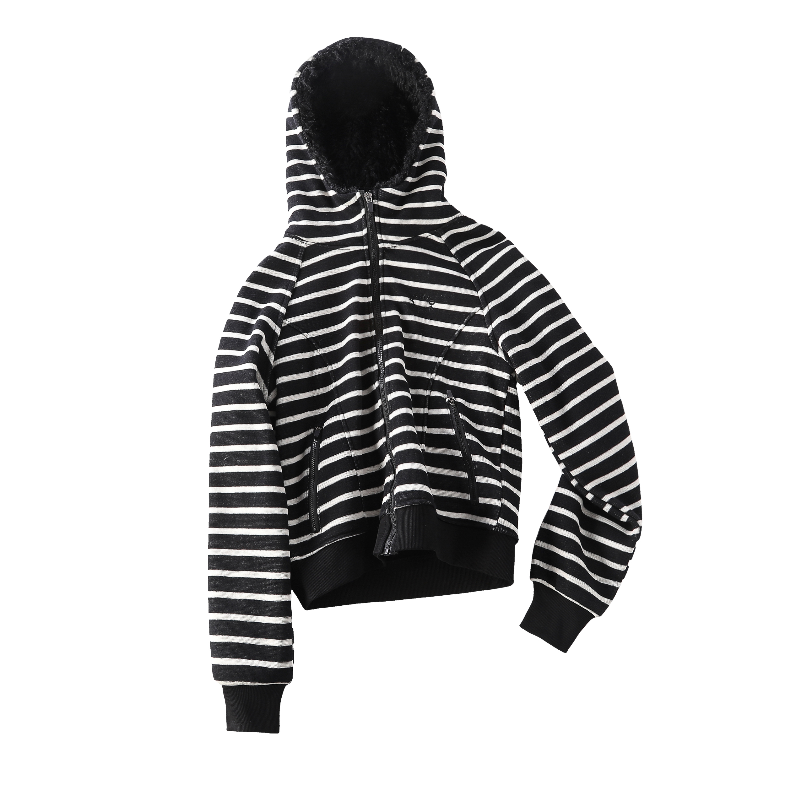 Focus StormStriped Hooded Fleece-Lined Loose Casual Sweatshirt Jacket R8055# zx - Focus Storm