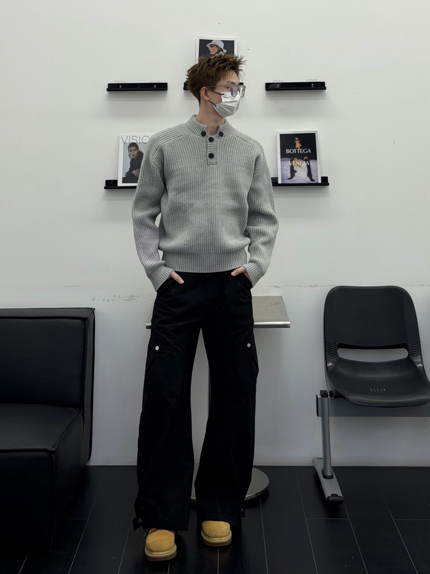 Focus Storm Four-Button Lapel Knitwear Niche Design Pullover Base Layer Knit Shirt 69008# zx - Focus Storm