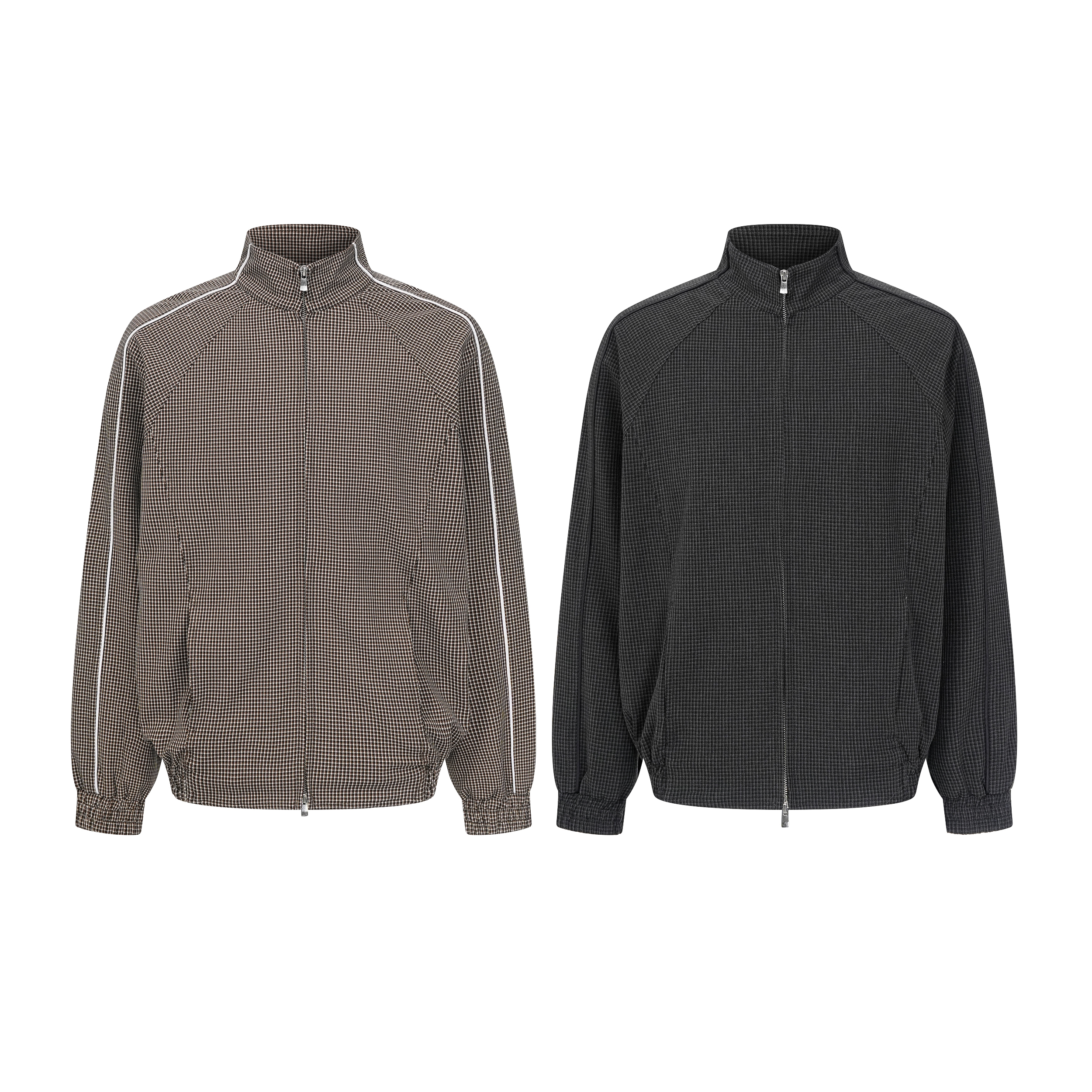 Focus Storm Japanese Retro Small Plaid Stand Collar Sweatshirt Jacket YS1-77991# zx - Focus Storm