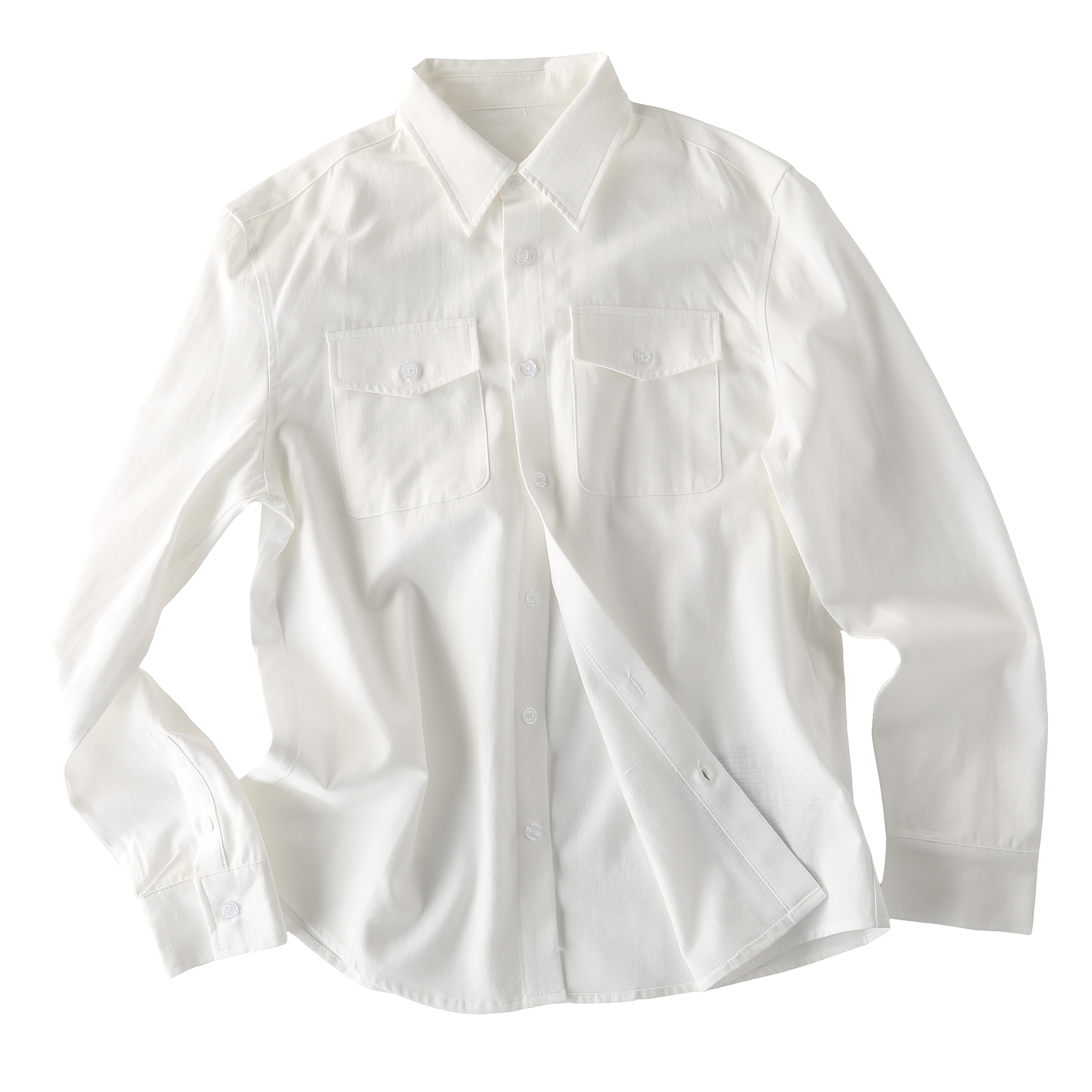 Early Spring 2026! Focus Storm Utility Long-Sleeve Shirt Men's Spring High-End White Shirt Cardigan Lapel Casual Shirt 76504# zx - Focus Storm