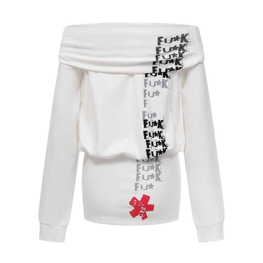 Focus Storm Gothic Spice Girl Slimming Bodycon Design Two-Way Wear Women's Off-the-Shoulder Dress R8027# zx - Focus Storm