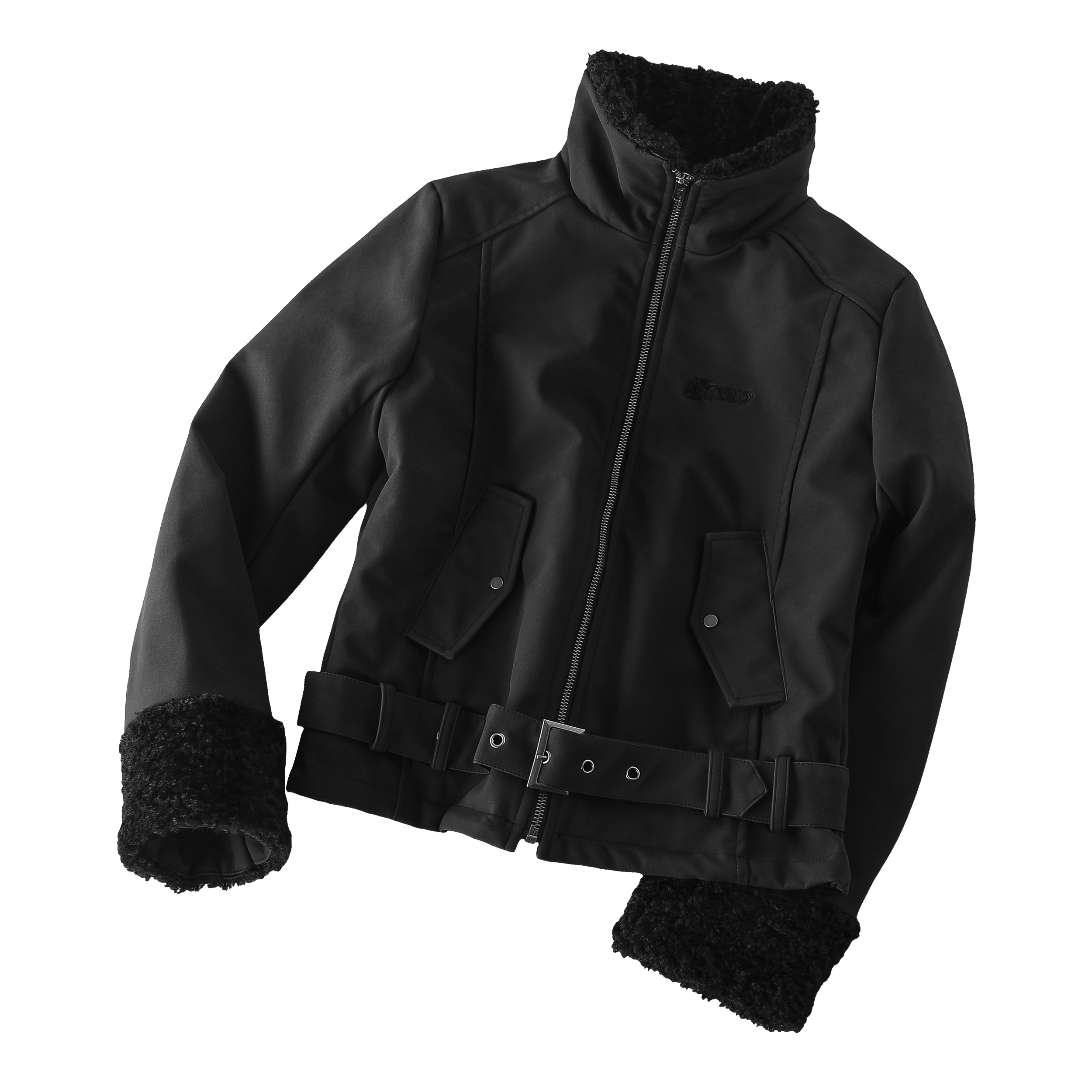 Focus Storm American Vintage Short Fur Collar Zipper Padded PU Leather Slim Fit All-match Warm Jacket R7035# zx - Focus Storm