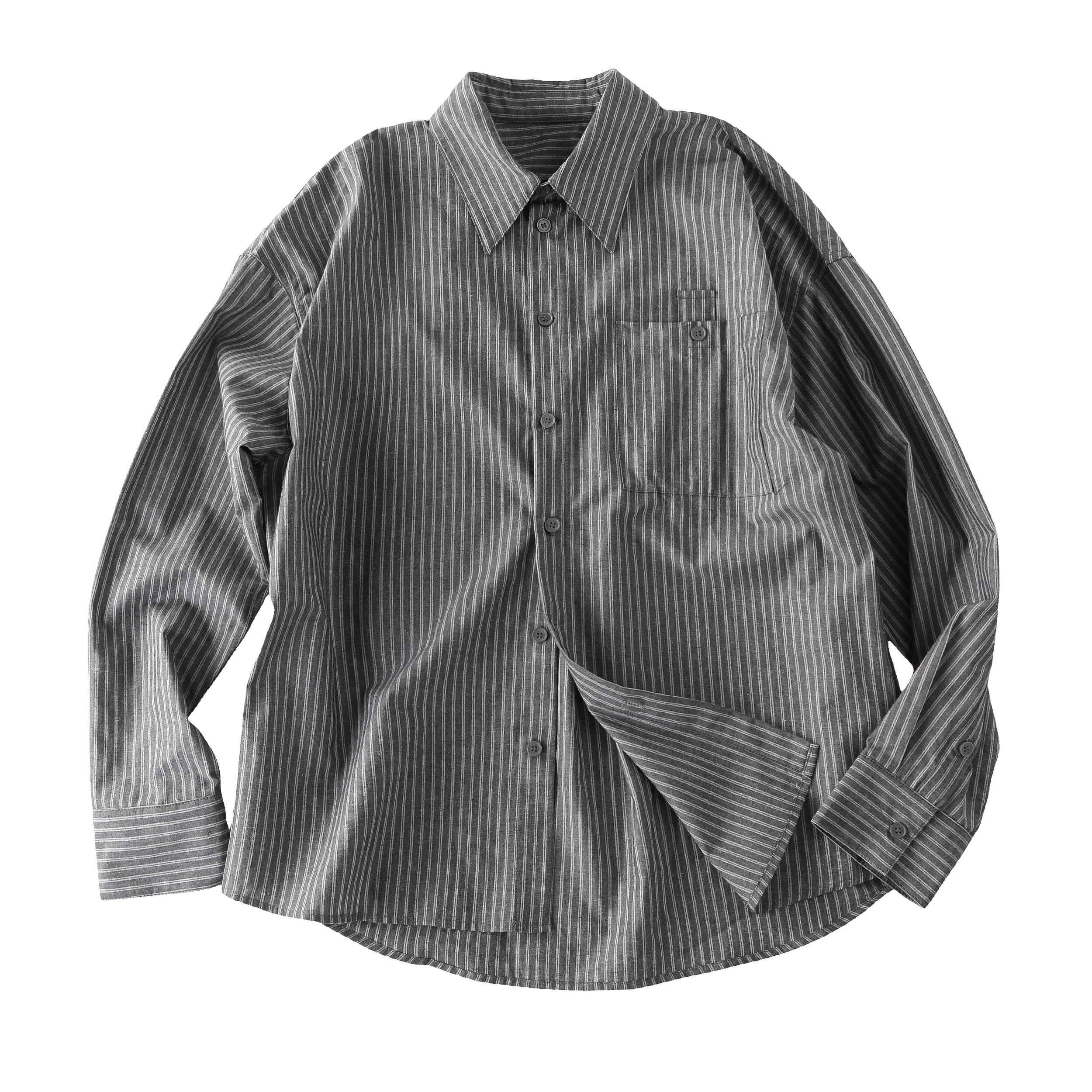 Early Spring 2026! Focus Storm Striped Long Sleeve New Spring Unisex Trend Retro Jacket Shirt 88004# zx - Focus Storm