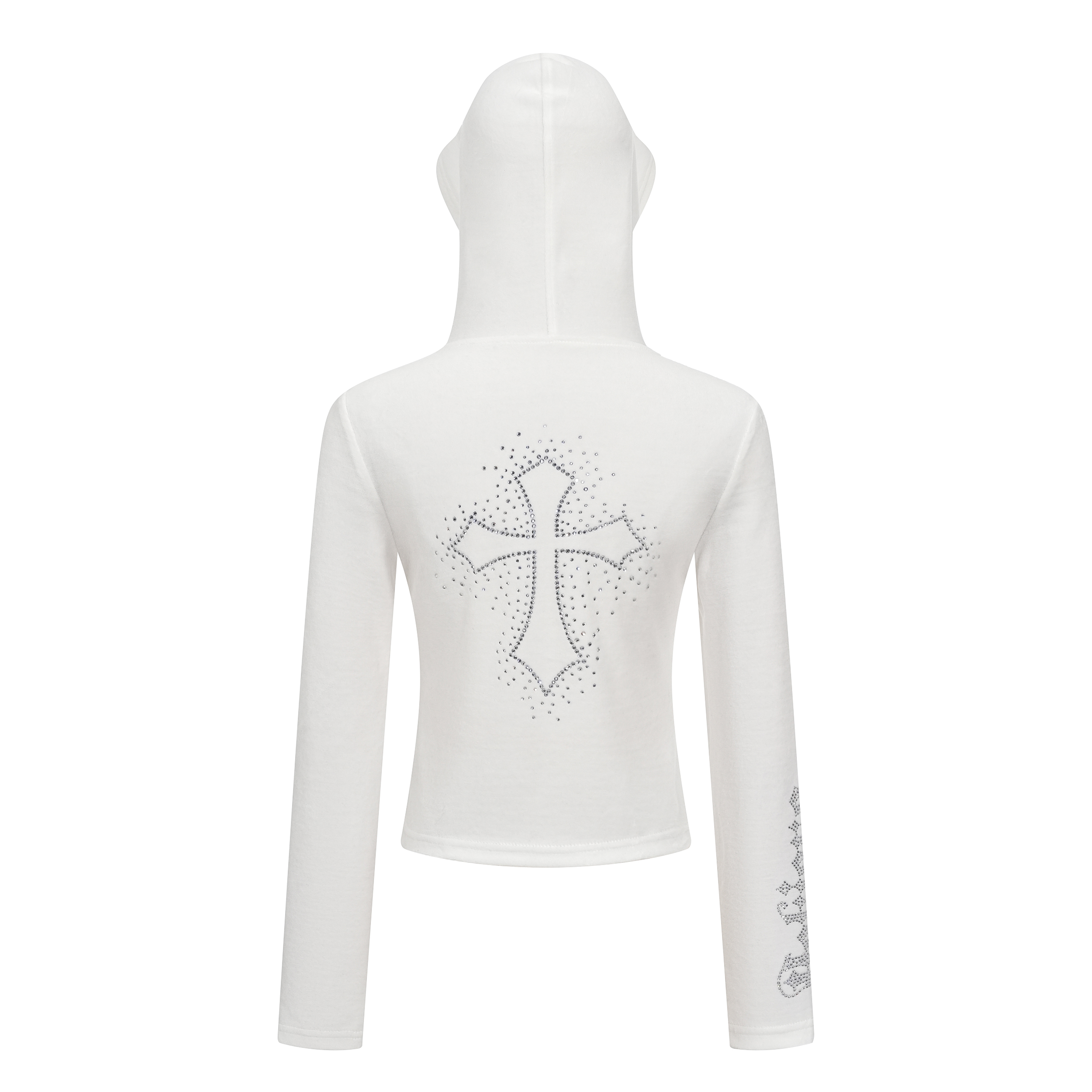 Focus Storm American Vintage Rhinestone Hooded Slim Fit Short Jacket ins Casual Style Top R8053# zx - Focus Storm