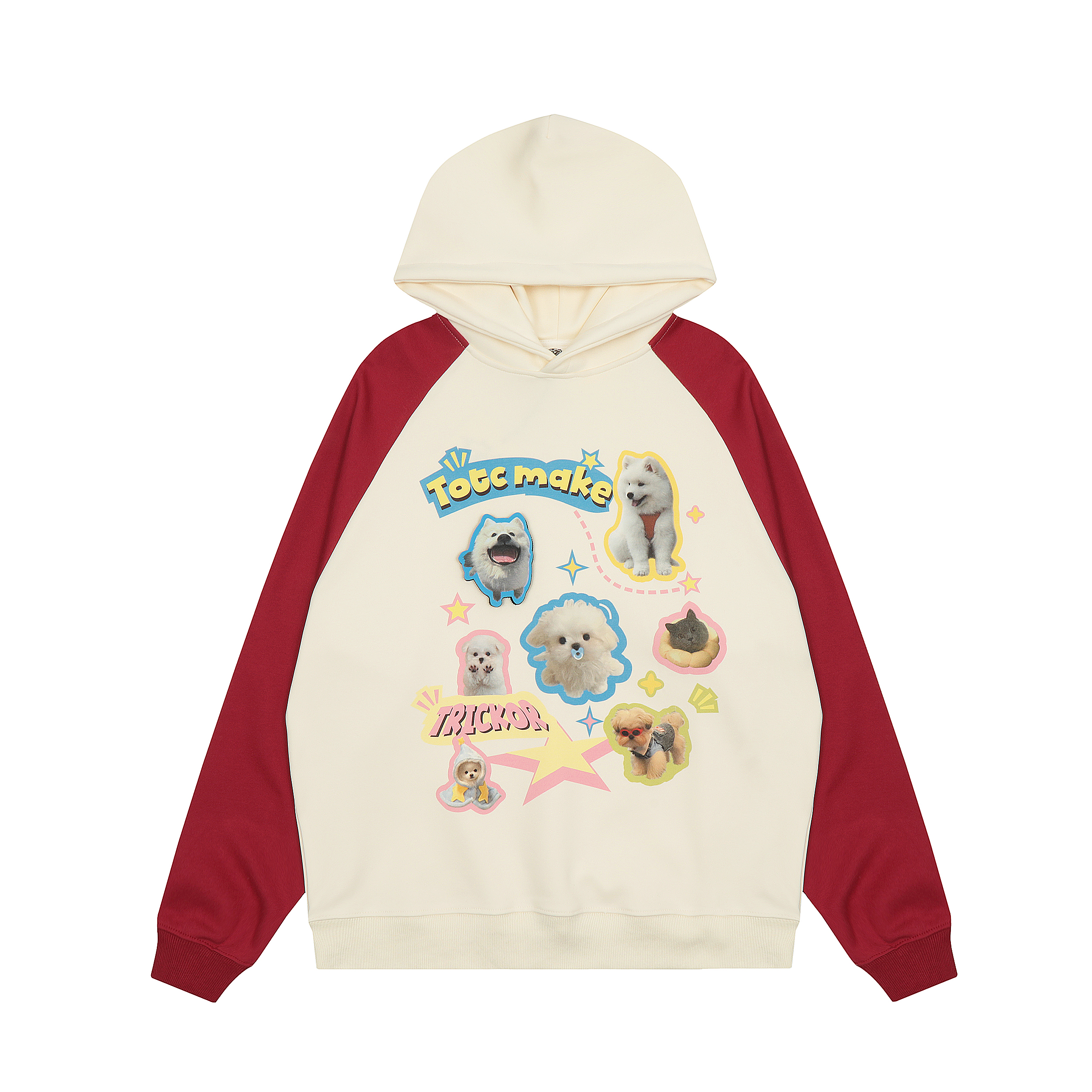 Focus Storm American Retro Raglan Hooded Sweatshirt Women's Dopamine Autumn Outfit Pullover M108X# zx - Focus Storm