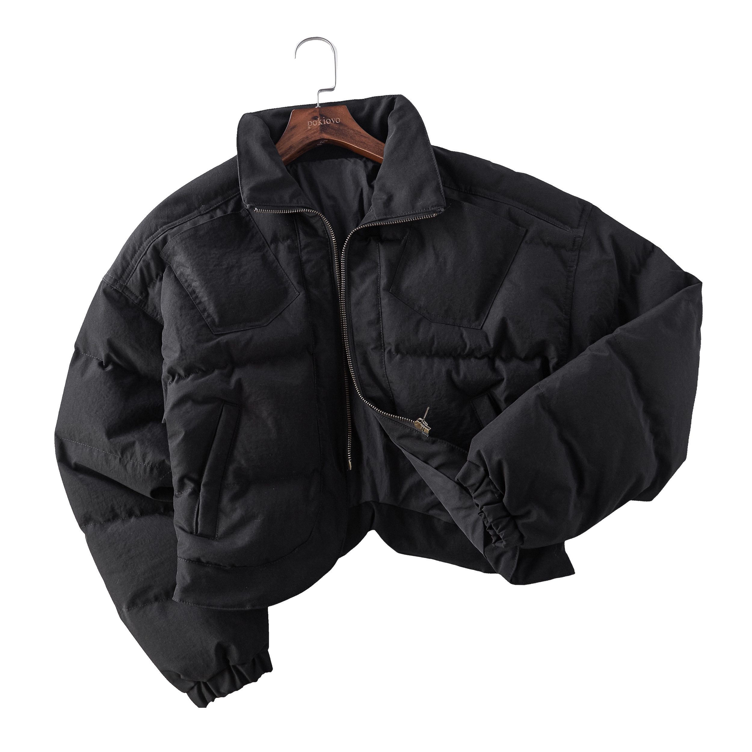 Focus Storm American Retro Irregular Short Padded Jacket Women's Winter New Casual All-match Padded Coat Warm Outerwear R7085# zx - Focus Storm