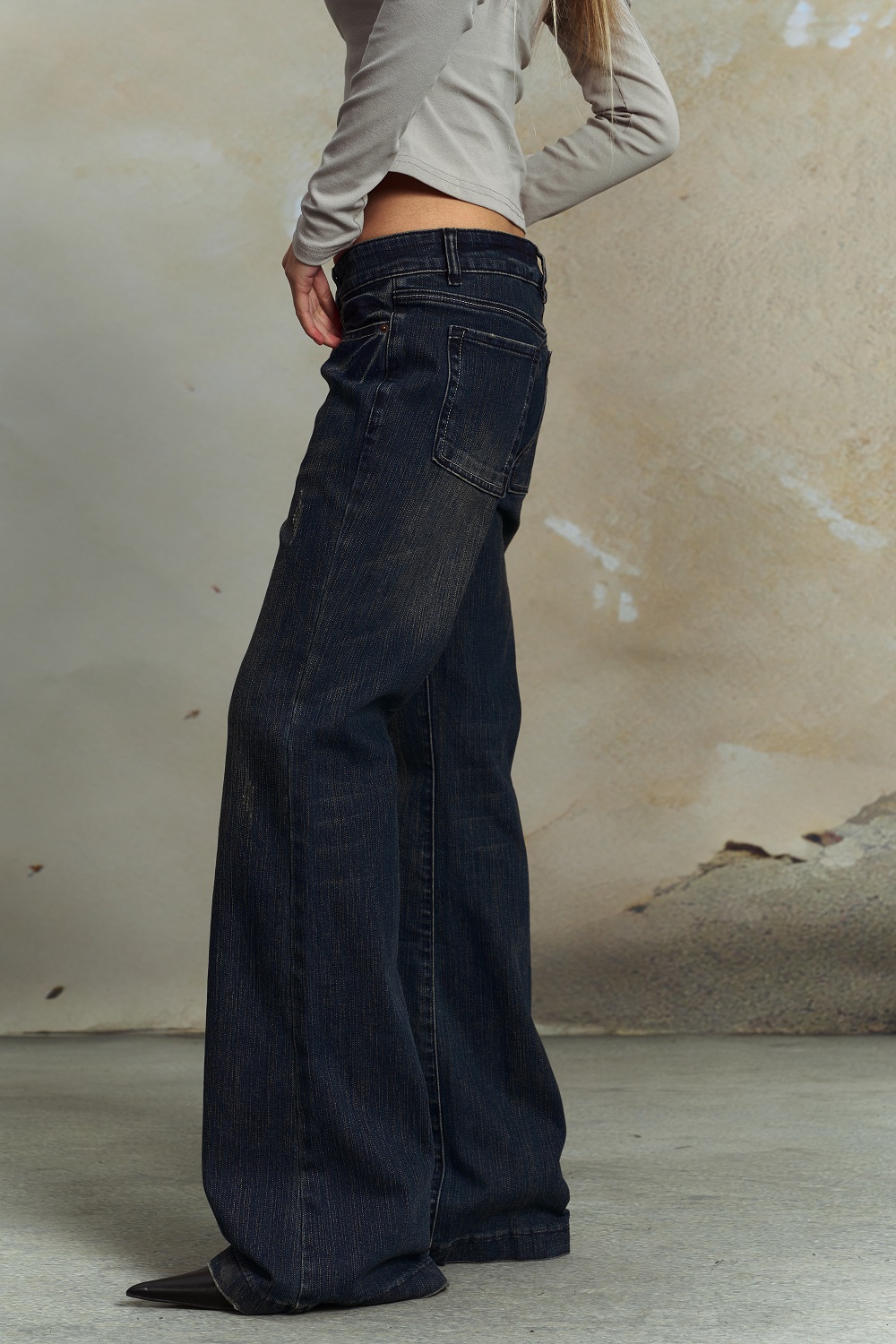 2026 Early Spring! Focus Storm American Low-Waist Flared Jeans Women's Slimming Floor-Length Denim Trousers R5076# zx - Focus Storm