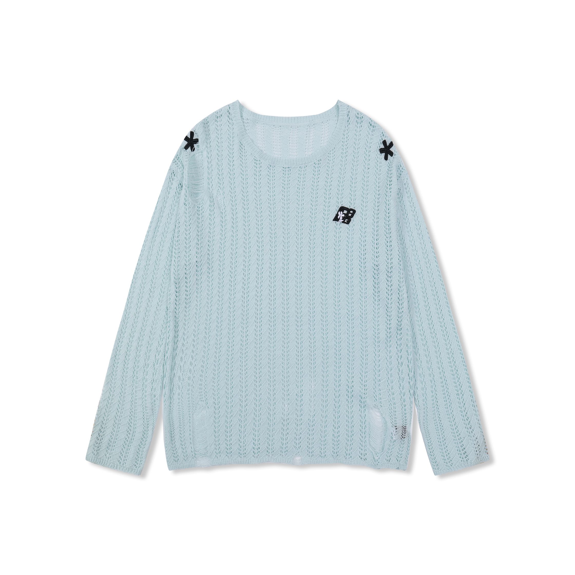 Focus Storm Hollow-Out Sun-Protective Top Women's Summer 2025 New Loose Slimming Versatile Pullover Long Sleeve T-shirt 61618# zx - Focus Storm