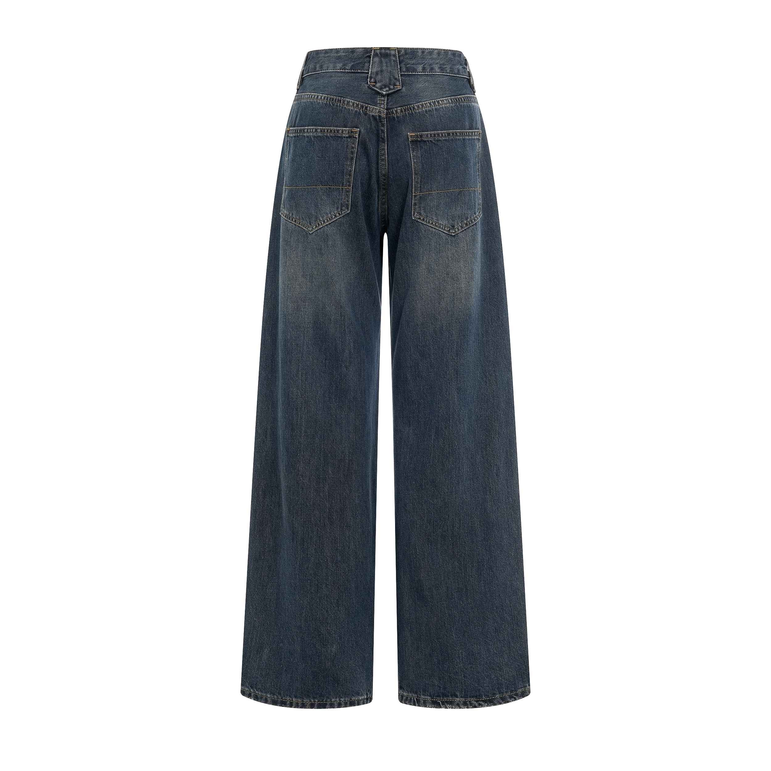 Early Spring 2026! Focus Storm American Vintage Distressed Washed Curved-Leg Unisex Loose Straight Wide-Leg Casual Jeans 59991# zx - Focus Storm