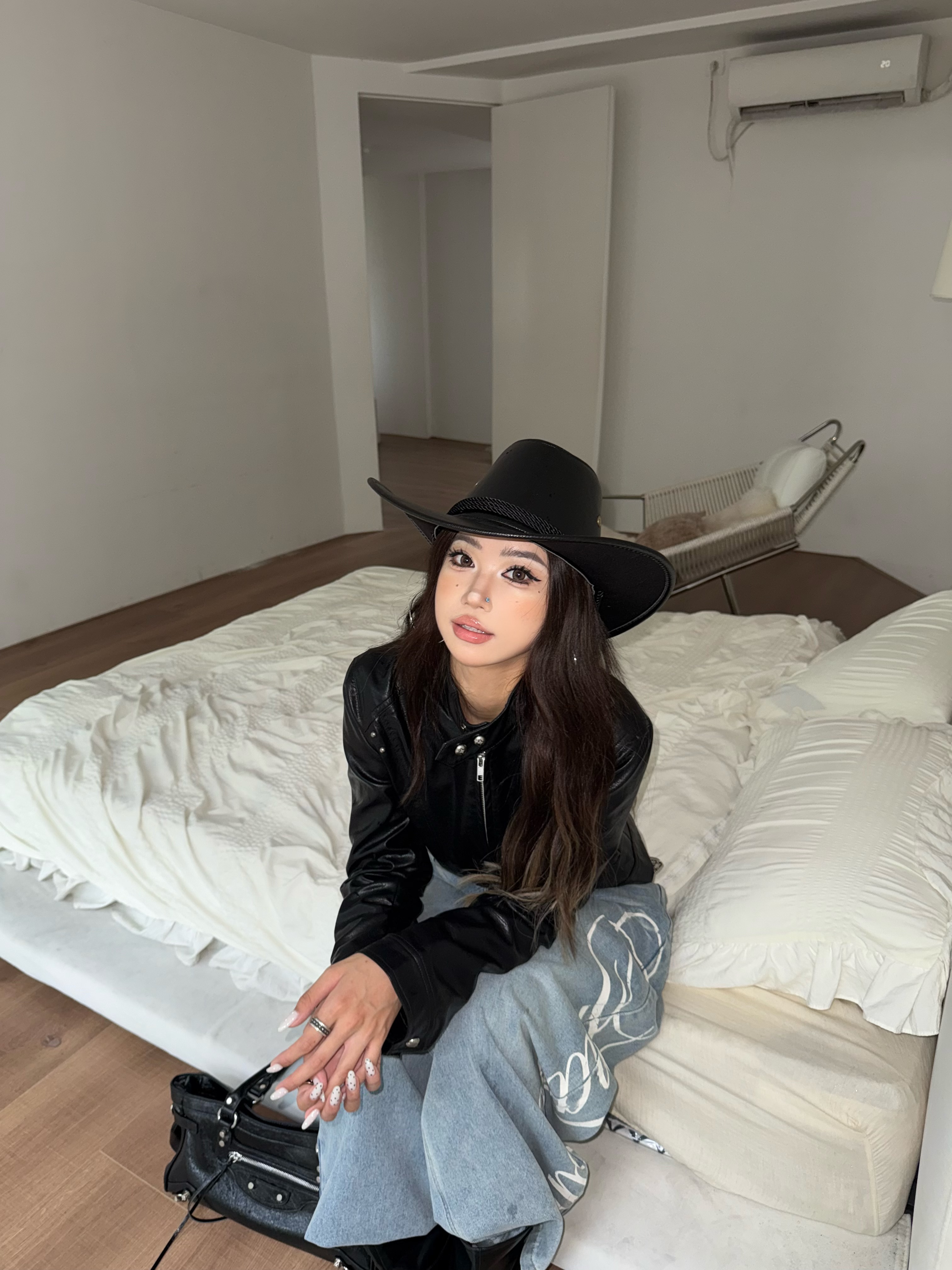 Focus Storm American Vintage Cropped Maillard-toned Stylish Biker Leather Jacket Rx7026# zx - Focus Storm